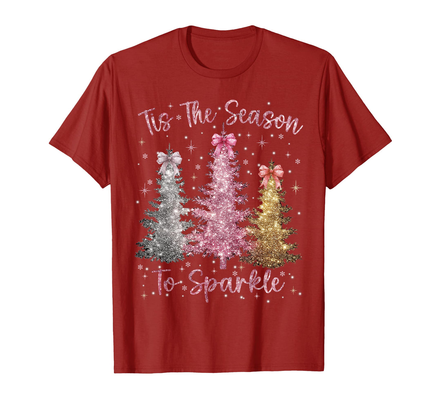 Tis The Season Sparkle Christmas Tree Xmas Women Girl T-Shirt