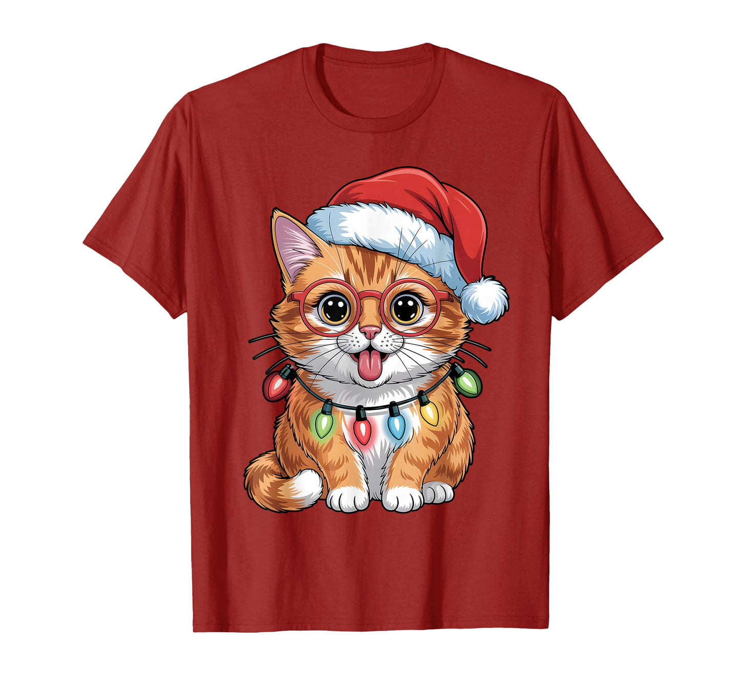 Cute Cat Kitten Christmas Santa Hat Holiday Meowy Cats T-Shirt