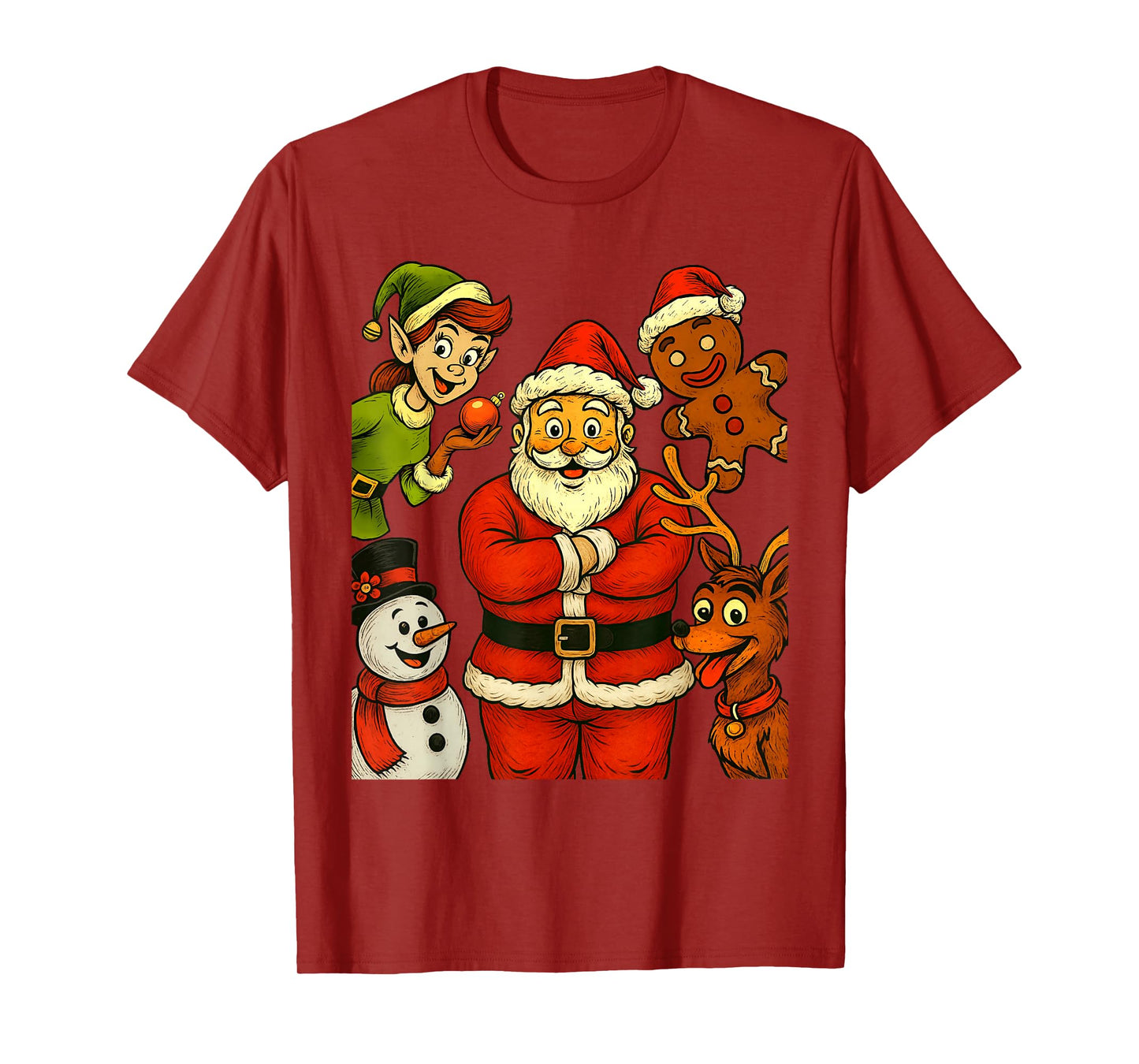 Santa Squad Elf Reindeer Gingerbread Snowman Christmas Xmas T-Shirt