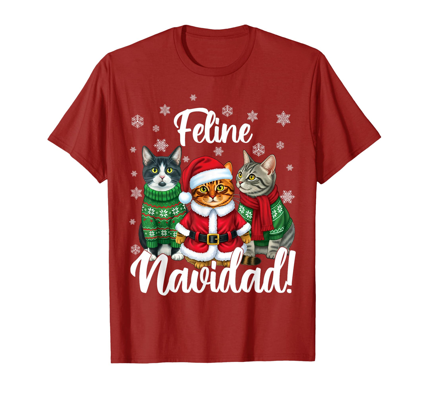 Feline Navidad Funny Cat Merry Christmas Ugly Christmas T-Shirt