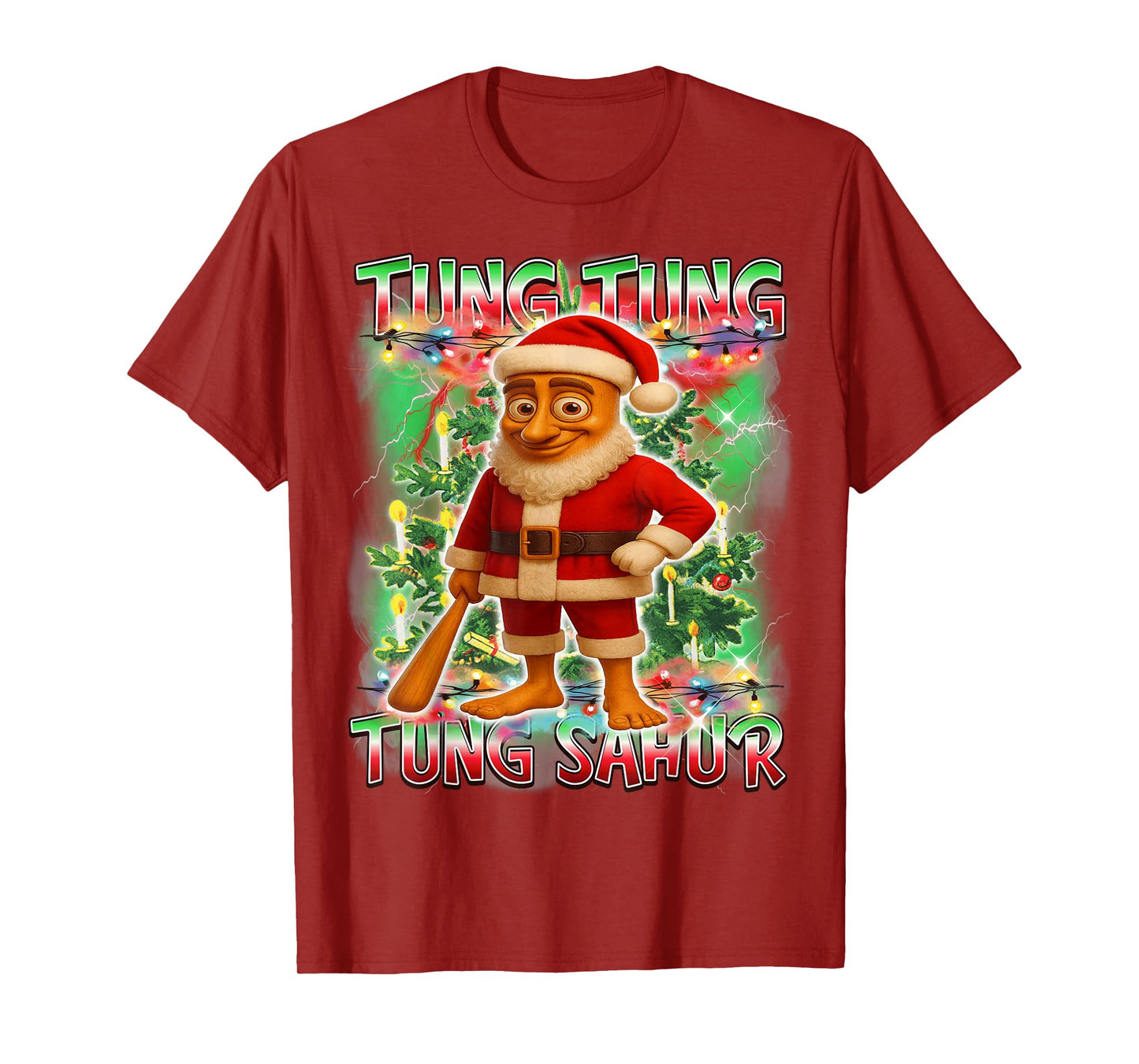 Tung Tung Tung Sahur Santa Claus Italian Brainrot Christmas T-Shirt