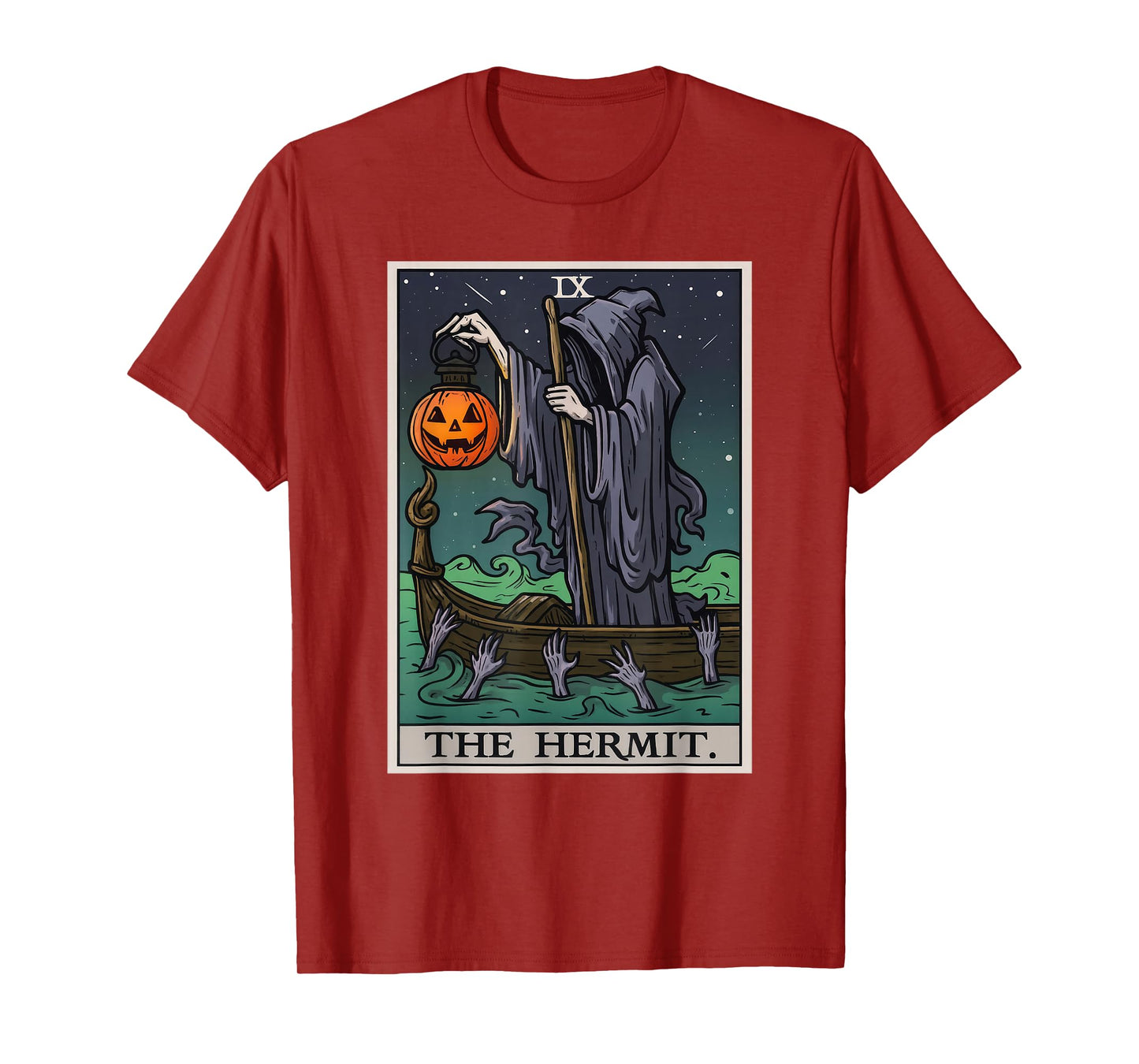 The Hermit Tarot Card Gothic Halloween Pumpkin T-Shirt