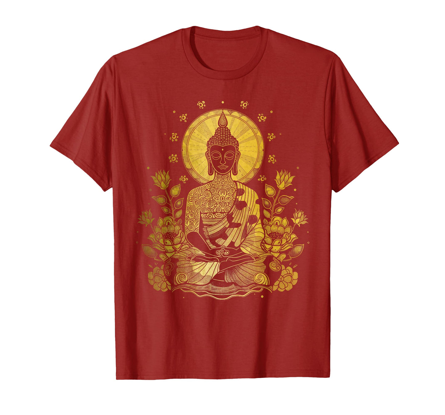 Buddha Floral Vintage Flower Yoga Buddhism Yogi Buddhist T-Shirt