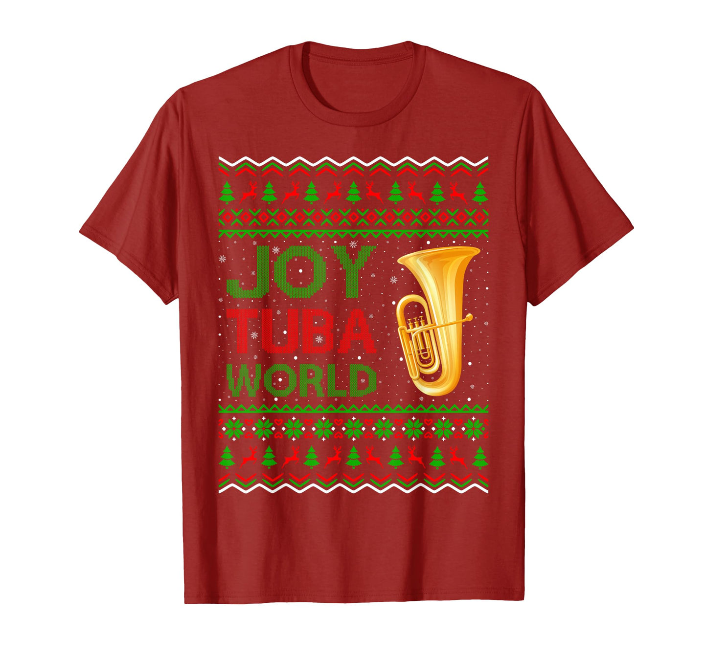 Joy Tuba World Music Lover Ugly Xmas Sweater Tuba Christmas T-Shirt