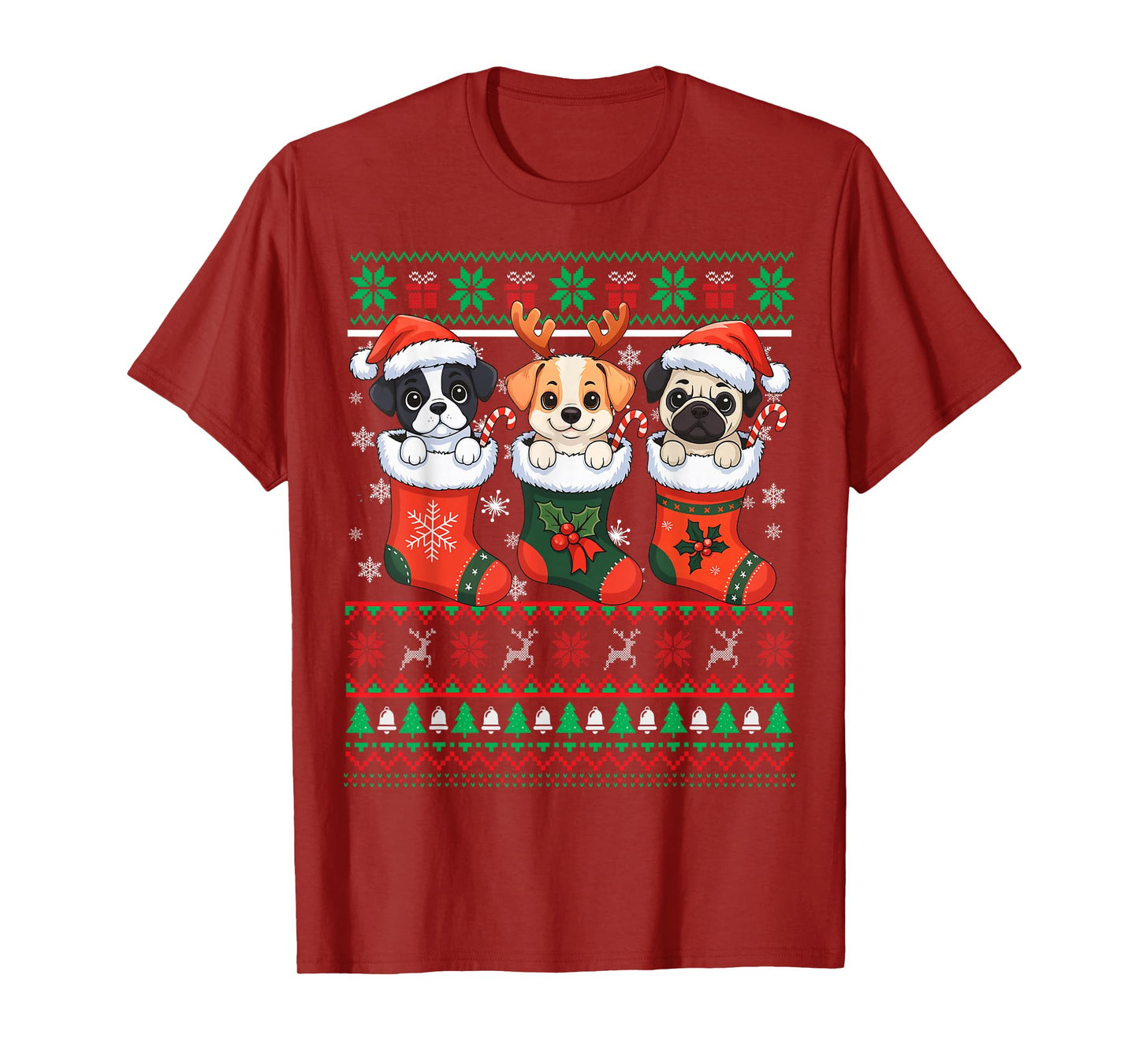 Cute Dog Christmas Santa Funny Christmas Xmas Dog Men Women T-Shirt