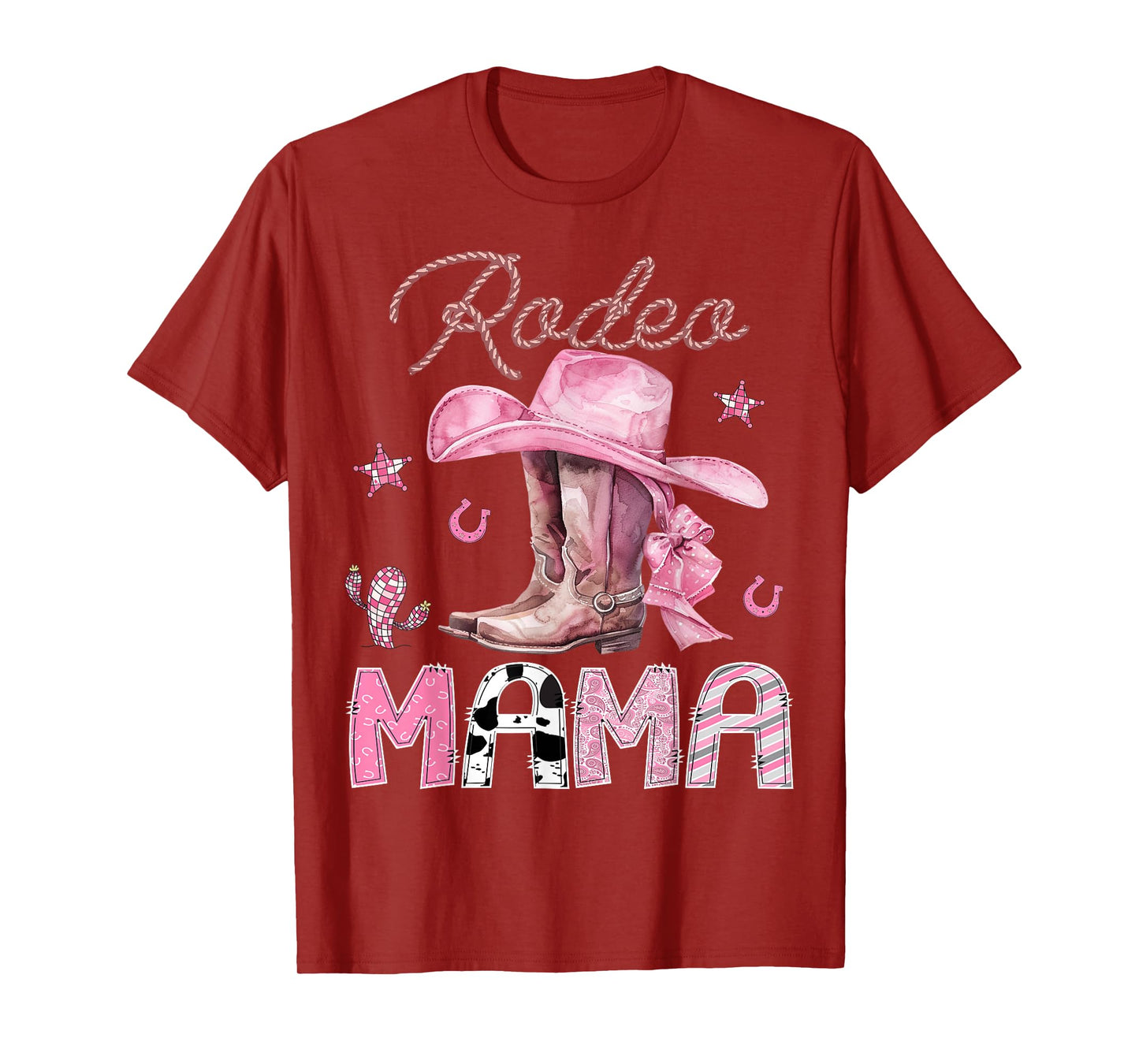 Rodeo Mama Pink Boots Coquette CowGirl Birthday Party T-Shirt