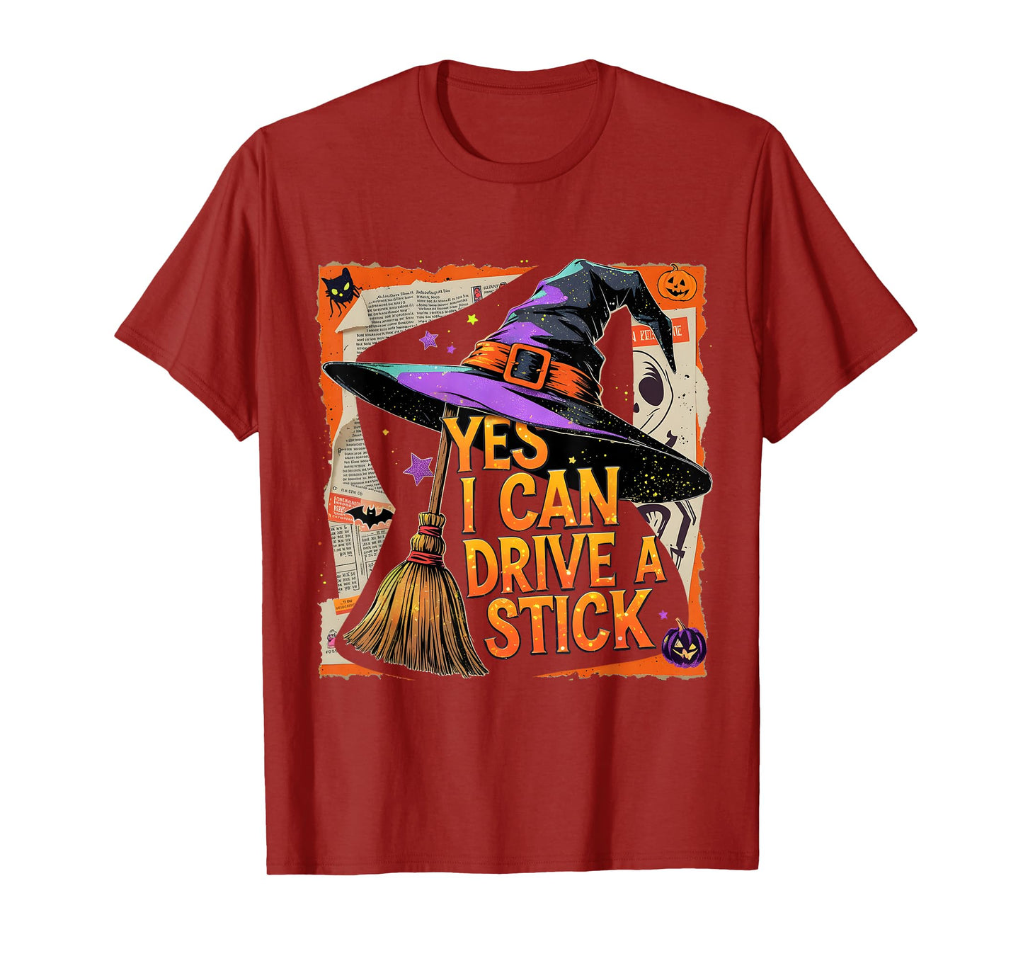 Yes I Can Drive a Stick Funny Halloween Witch Gift T-Shirt
