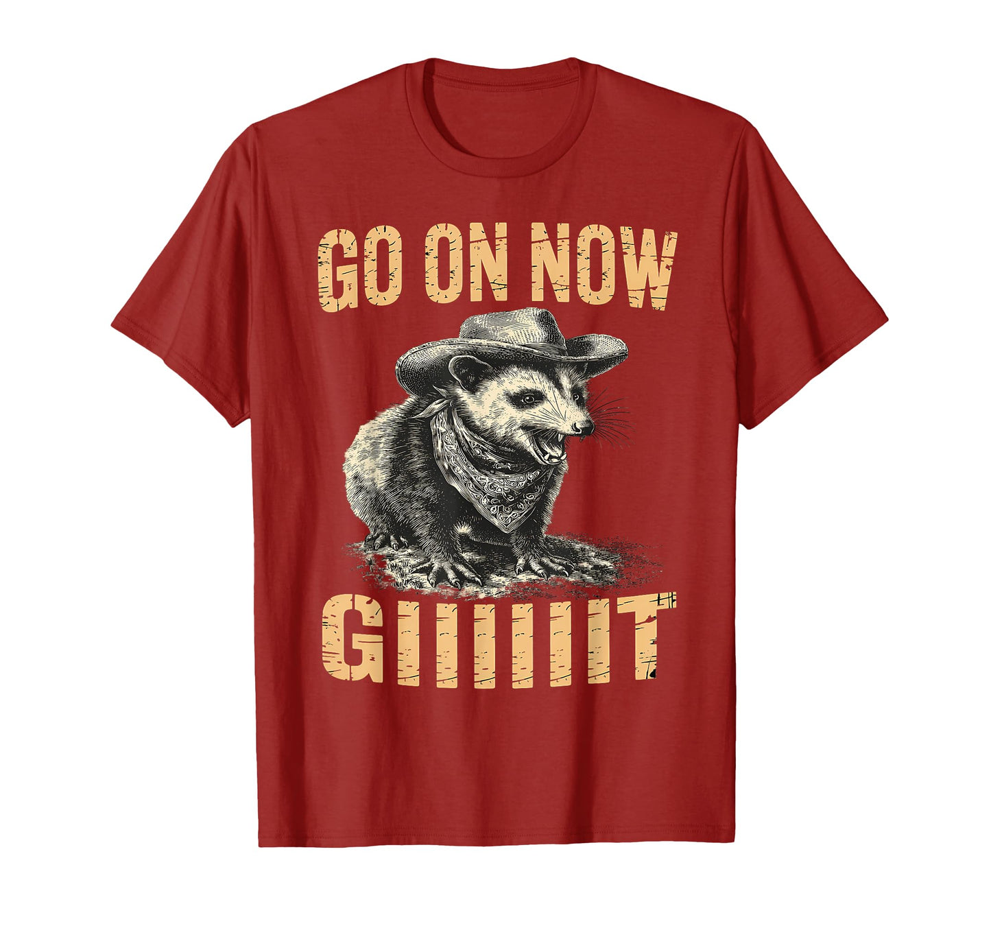 Western Country Cowboy Go On Now Git Vintage Western Opossum T-Shirt