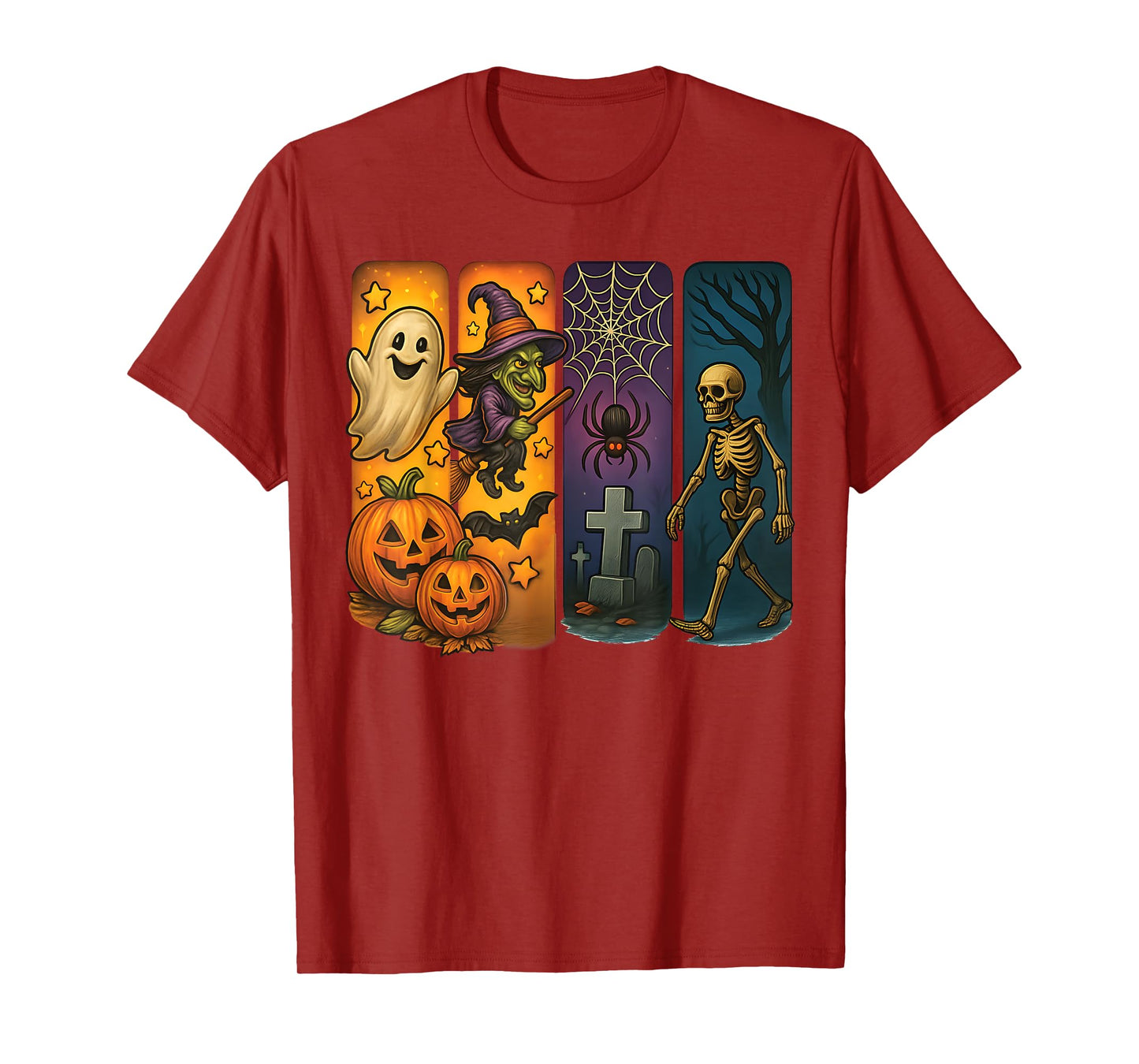 Spooky Cute Ghost & Witch Funny Boys Kids Vintage Halloween T-Shirt