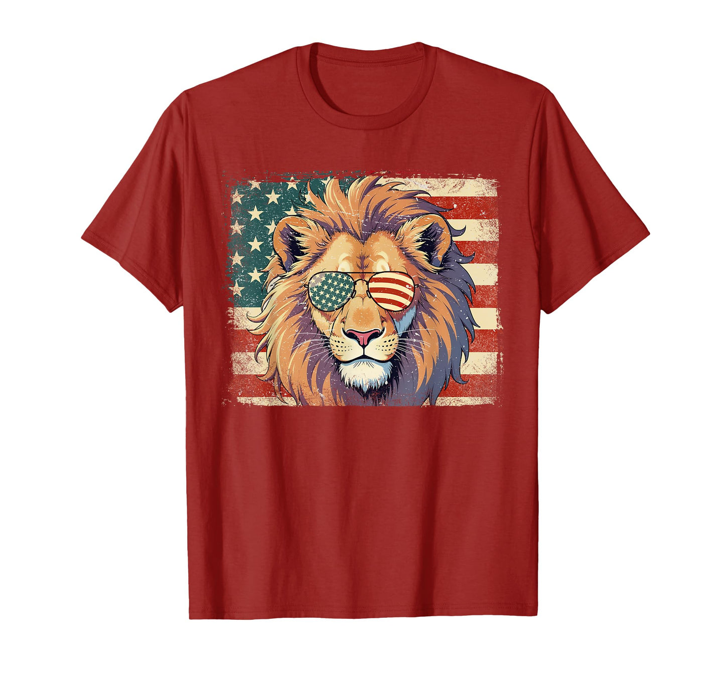 Patriotic Lion Lover USA Flag 4th Of July Funny T-Shirt