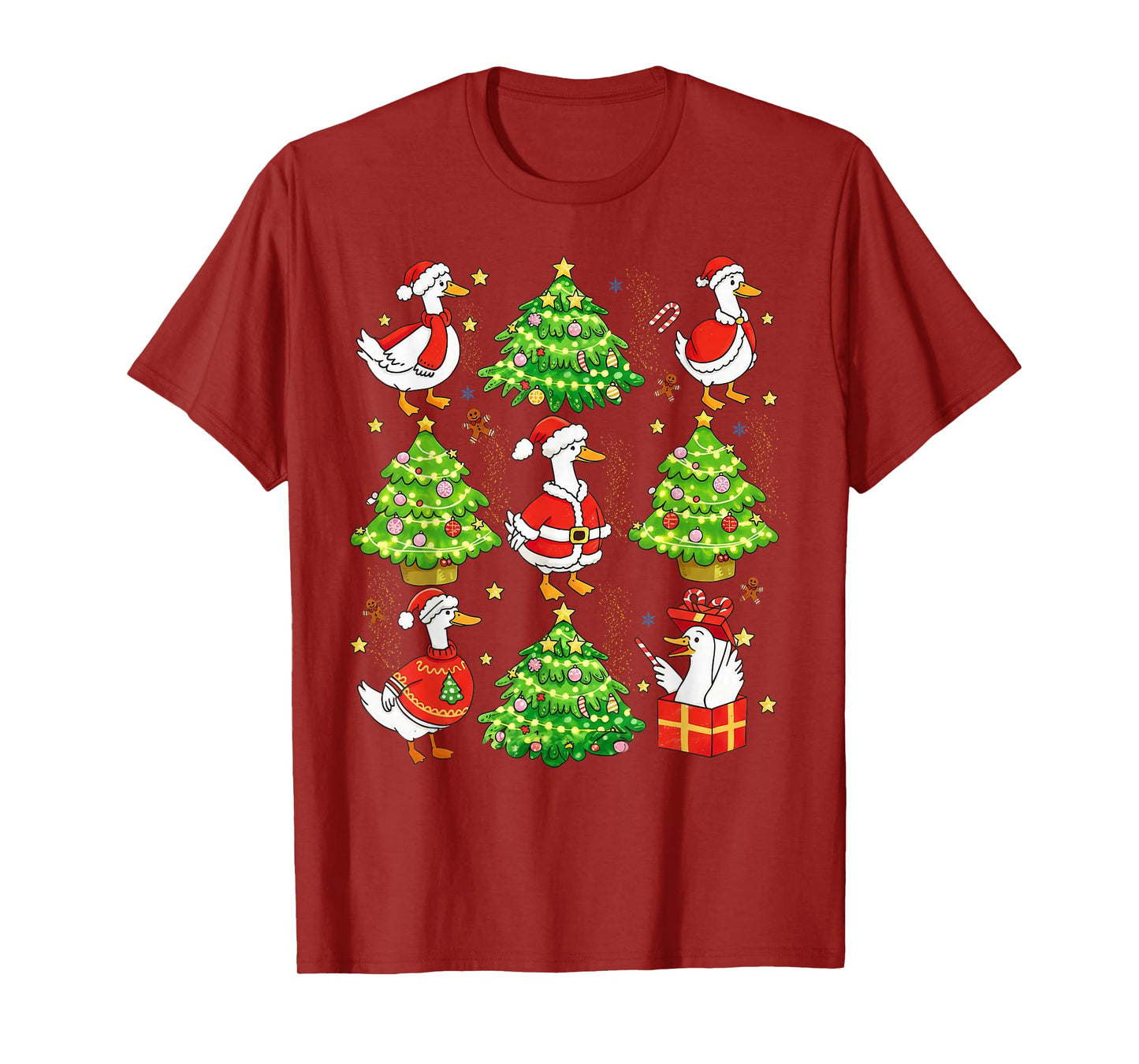 Silly Goose Christmas Santa Goose Xmas Tree Lights Holiday T-Shirt