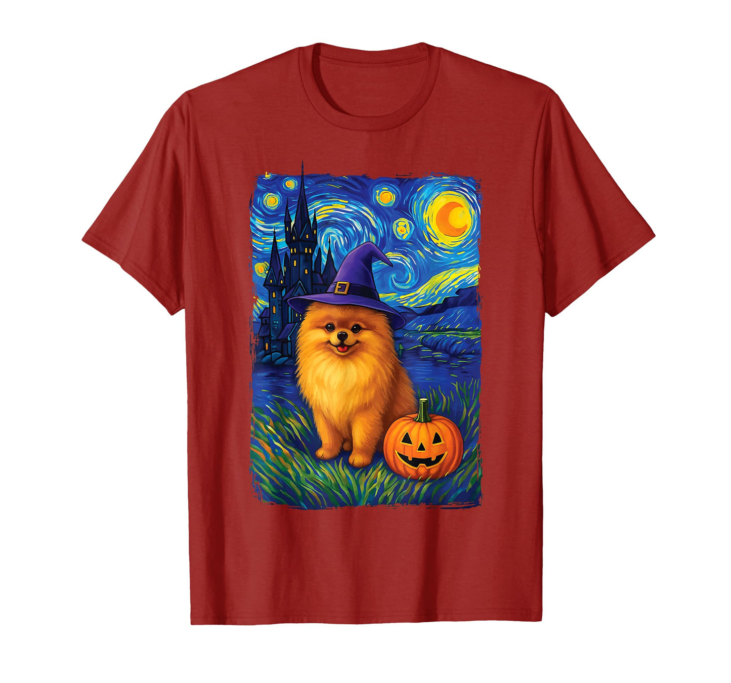 Pomeranian Starry Night Halloween T-Shirt