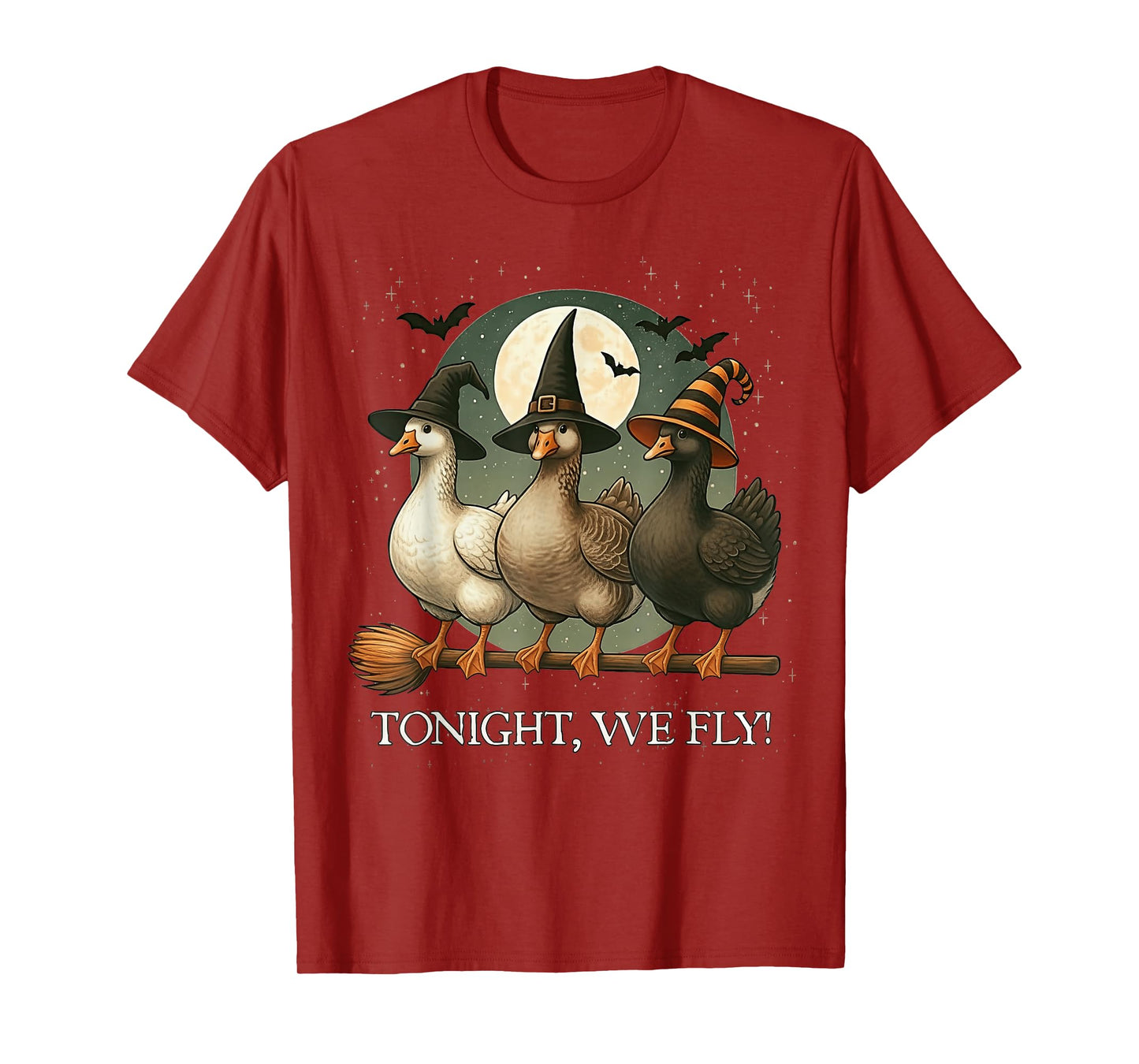 Tonight We Fly Funny Goose Spooky Season Farm Halloween T-Shirt