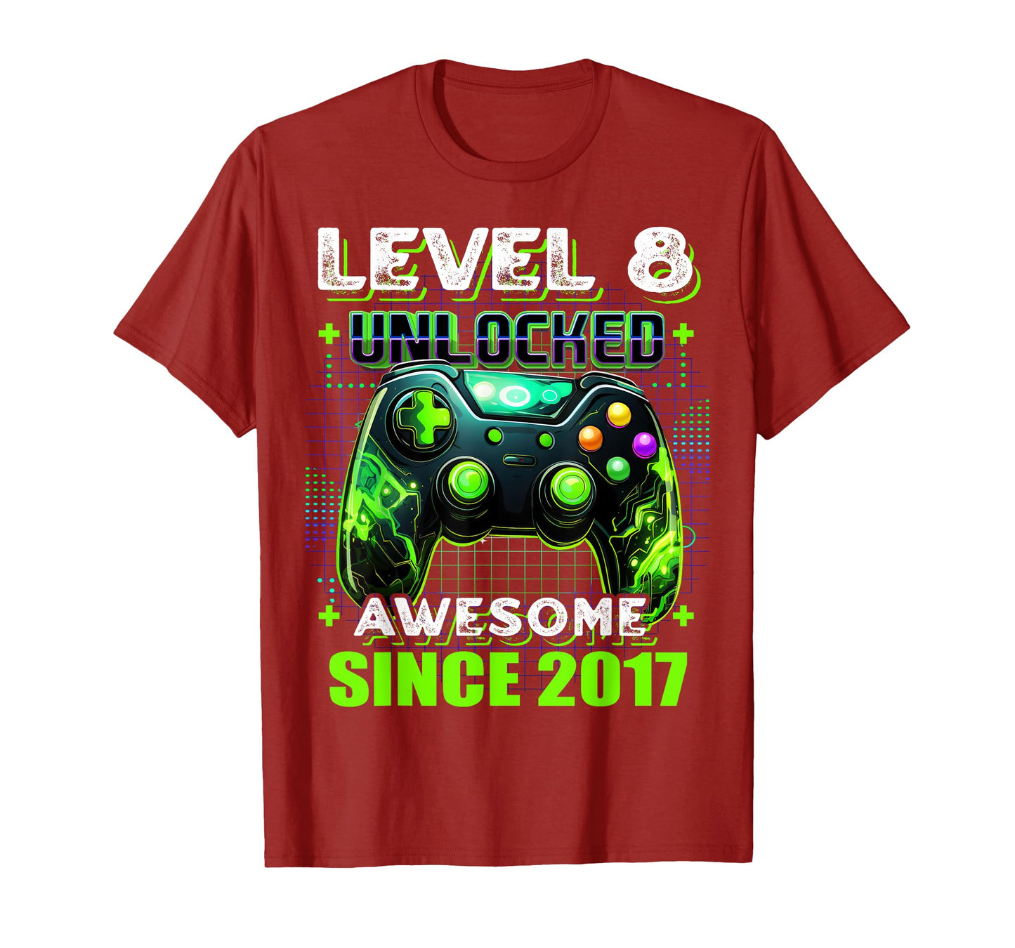 8th Birthday Boy Level 8 Gamer 8 Year Video Game Party T-Shirt