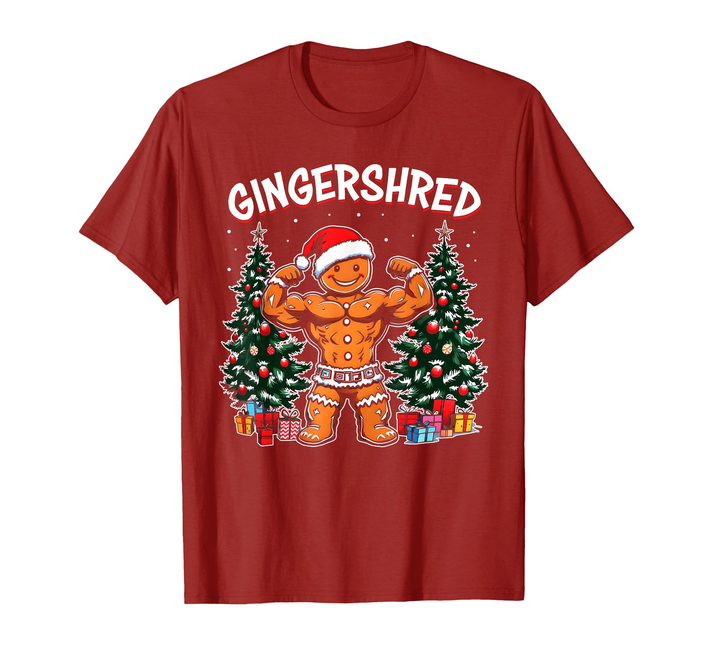 Gingershred Funny Gingerbread Man Gym Bodybuilding Christmas T-Shirt