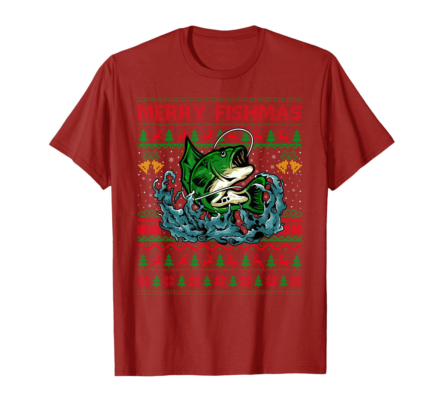 Fishing Ugly Christmas Sweaters Xmas Pajamas Merry Fishmas T-Shirt