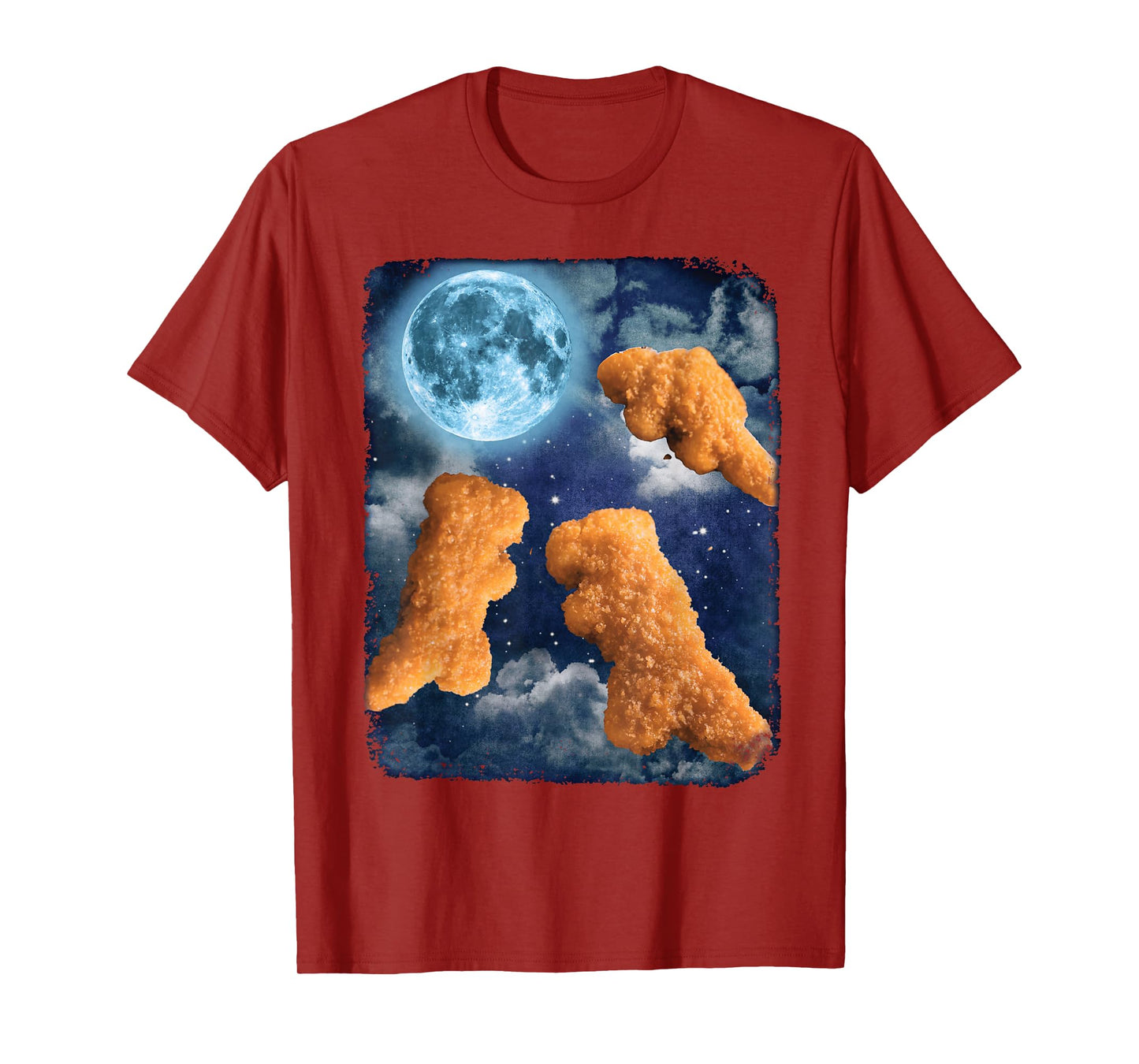 Funny Food Tees Dinosaur Chicken Nuggets Howling At The Moon T-Shirt
