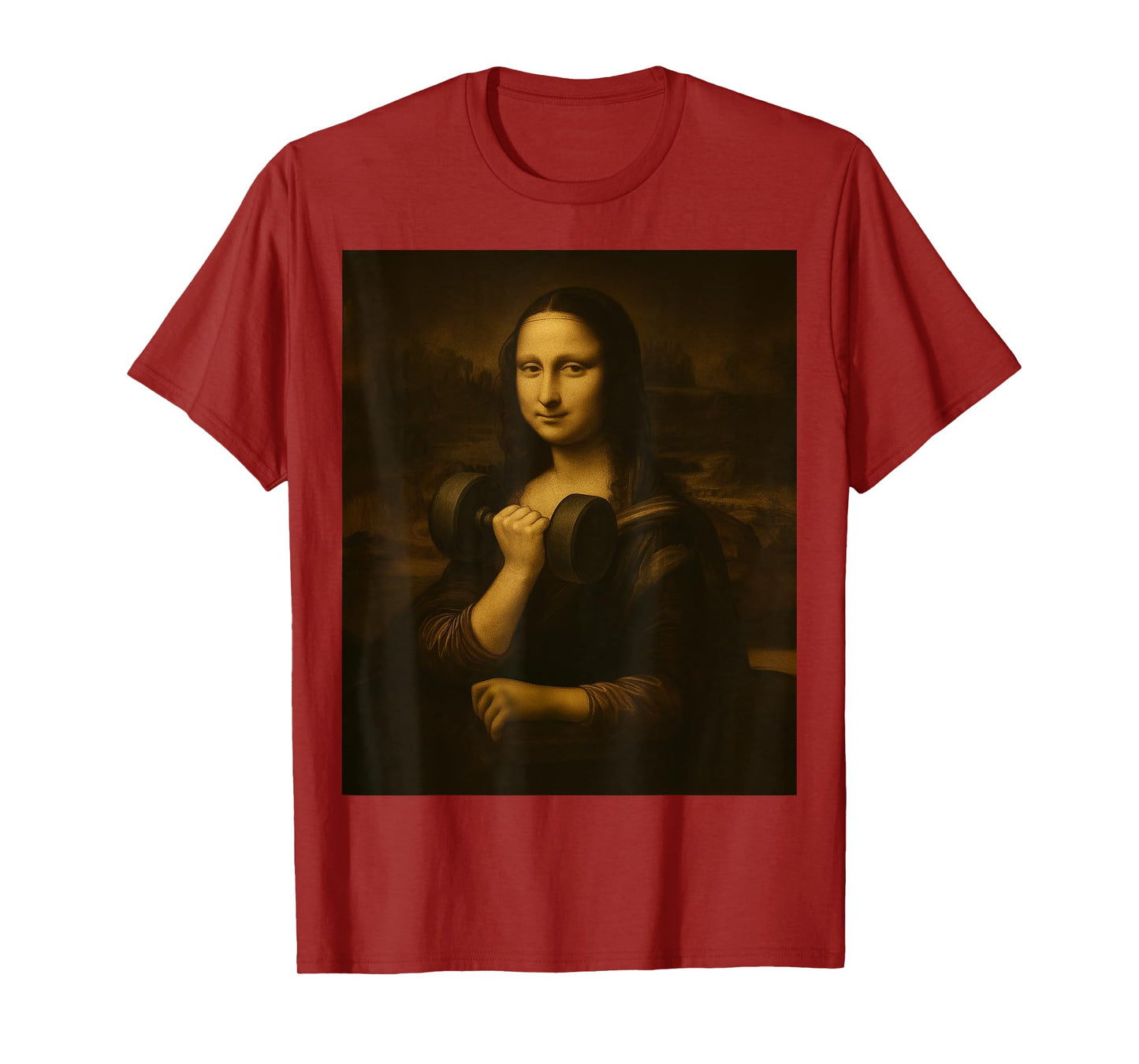 Funny Mona Lisa Dumbbell Curl Muscle Fitness Gym Lover T-Shirt