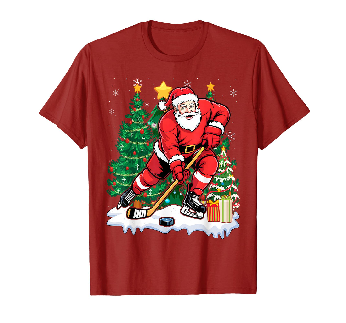 Santa Christmas Hockey for Christmas-Santa T-Shirt