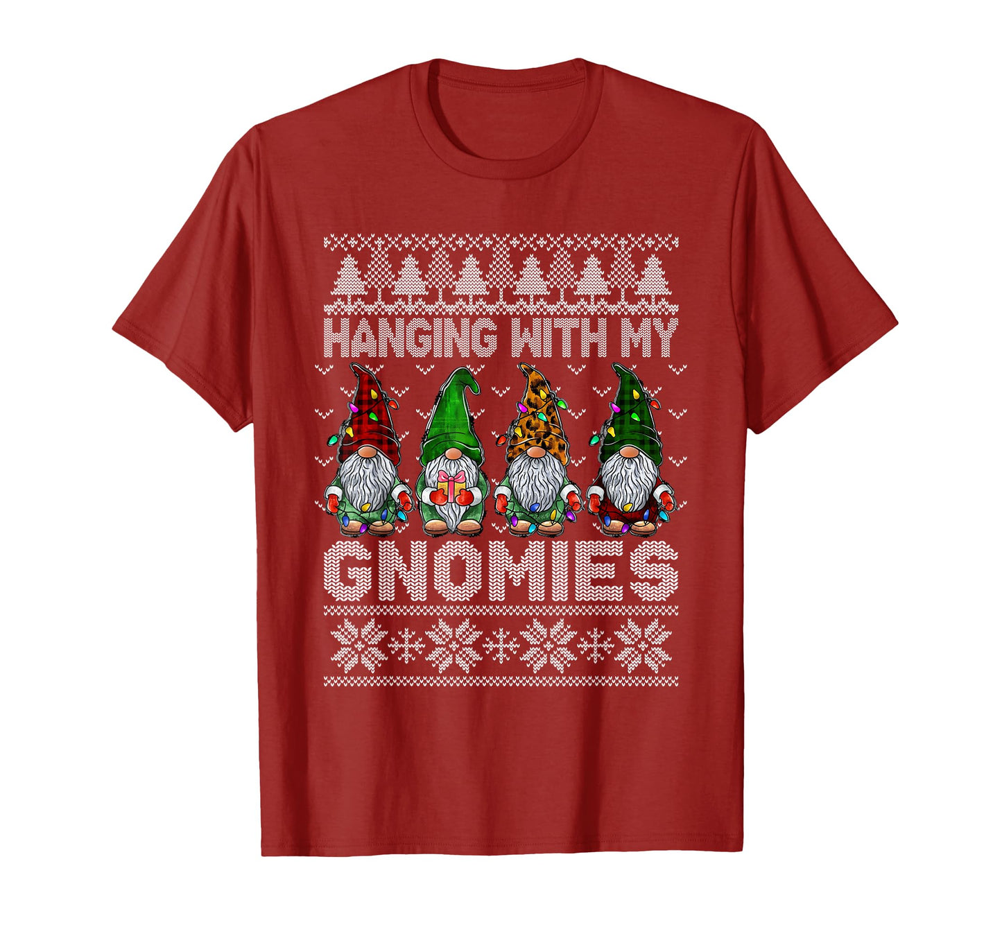 Hanging with My Gnomies Christmas Buffalo Plaid Red Green T-Shirt