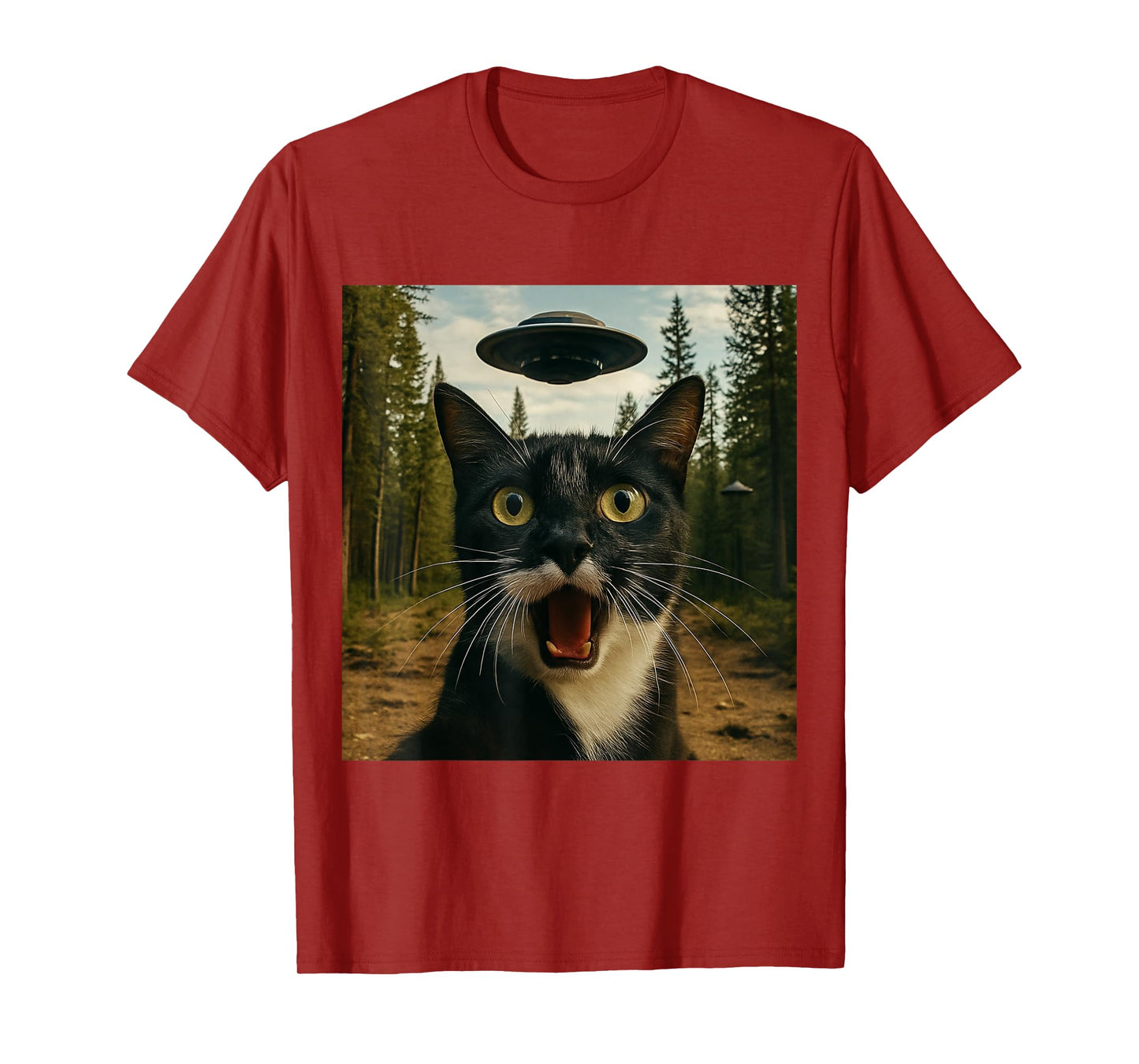 Extraterrestrial Encounter: Cat Selfie with UFO T-Shirt