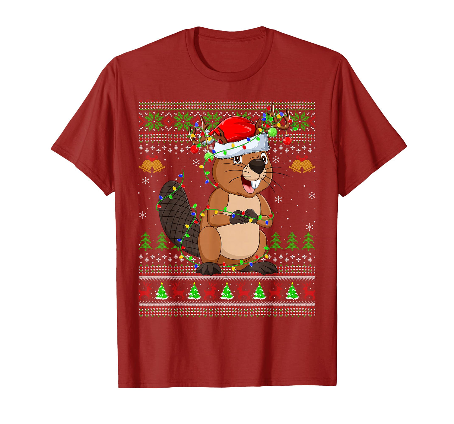 Beaver Ugly Christmas Sweaters Holiday Santa Cute Xmas T-Shirt