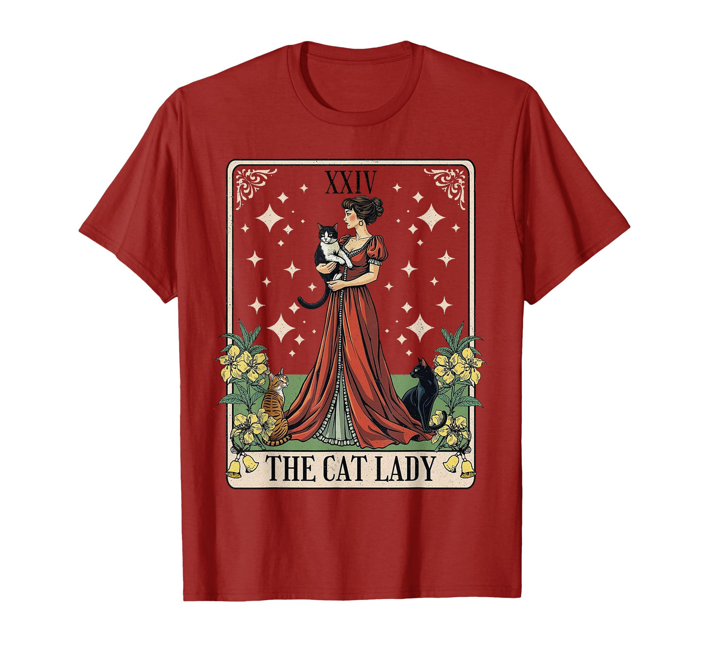 The Cat Lady Tarot Card, Vintage Gothic Cat Women Cat Mom T-Shirt