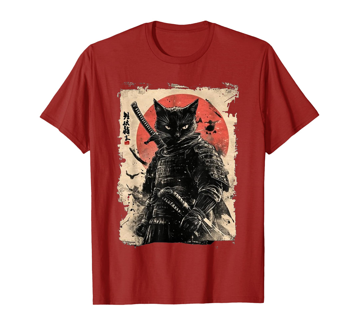 Vintage Japanese Art anime graphic samurai cat warrior T-Shirt for Men Women Kids