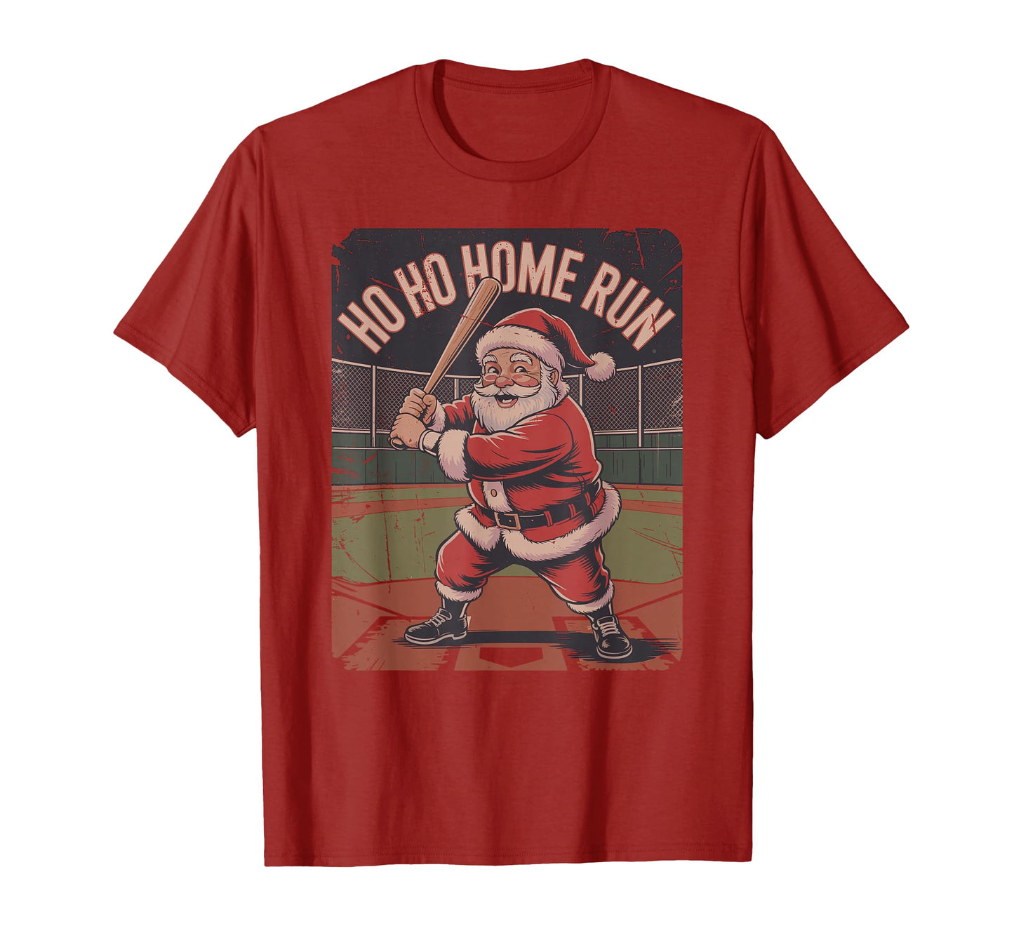 Vintage Santa Playing Baseball Retro Christmas Holiday T-Shirt