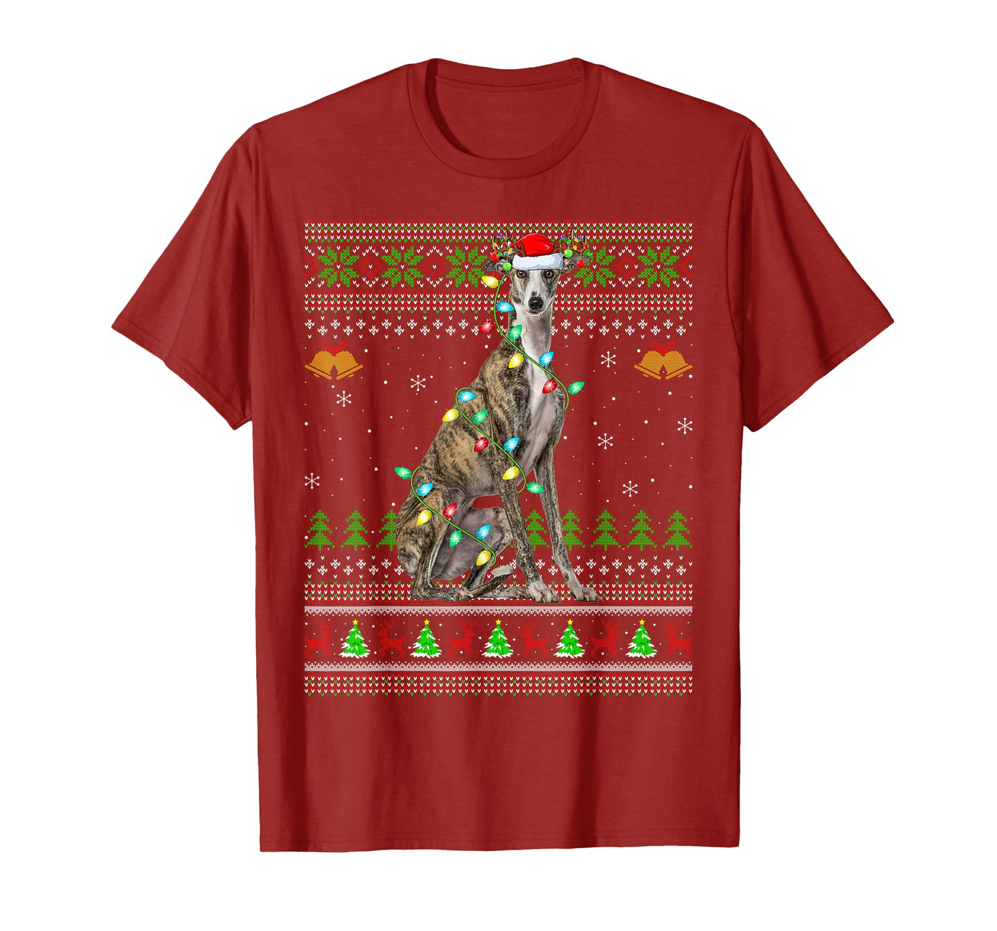 Greyhound Dog Ugly Christmas Sweaters Holiday Santa Xmas T-Shirt