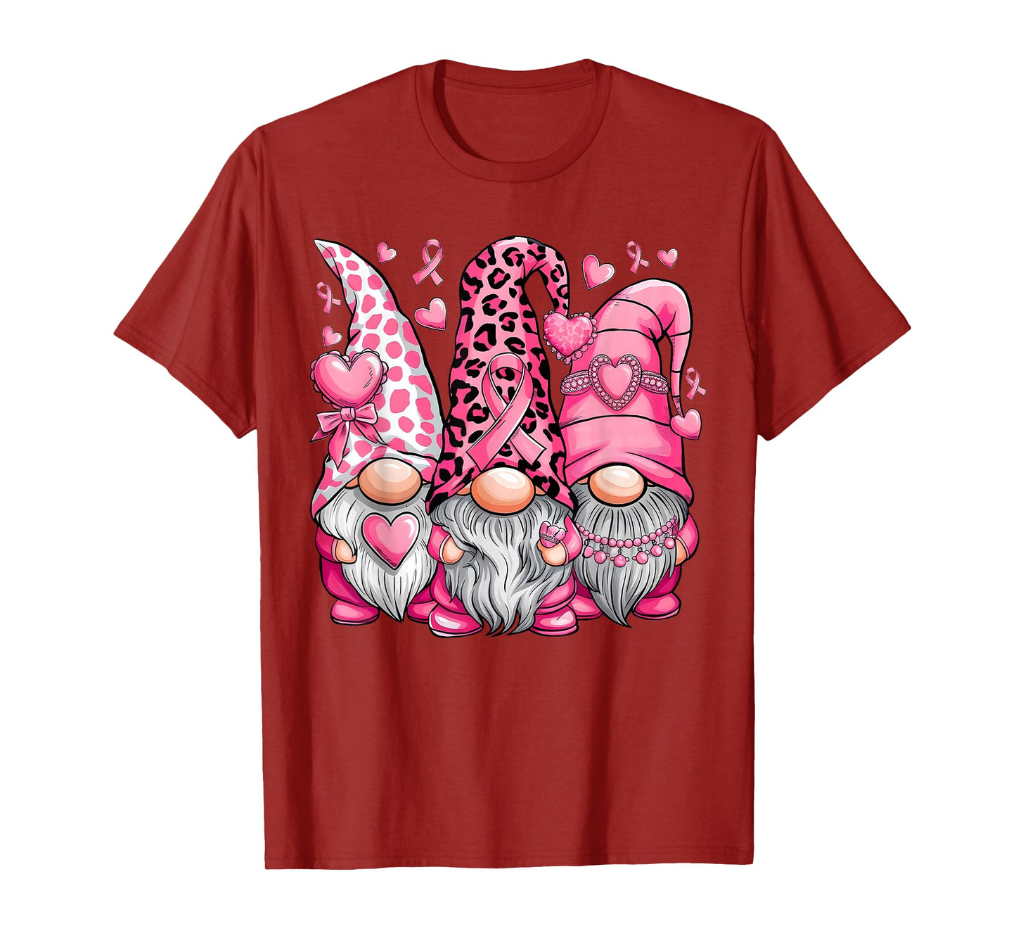In October We Wear Pink Ribbon Gnomes Women Breast Cancer T-Shirt