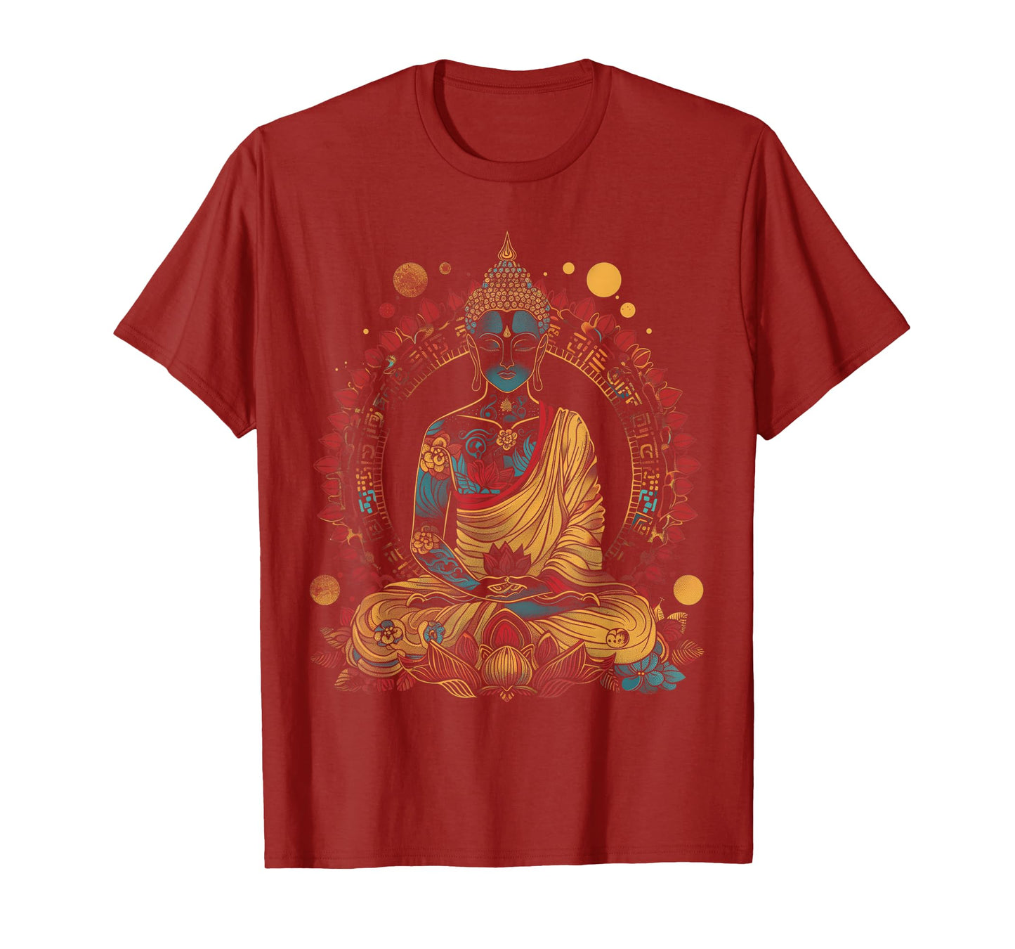 Buddha Vintage Flowers Zen Buddhist Buddhism Yoga Spiritual T-Shirt