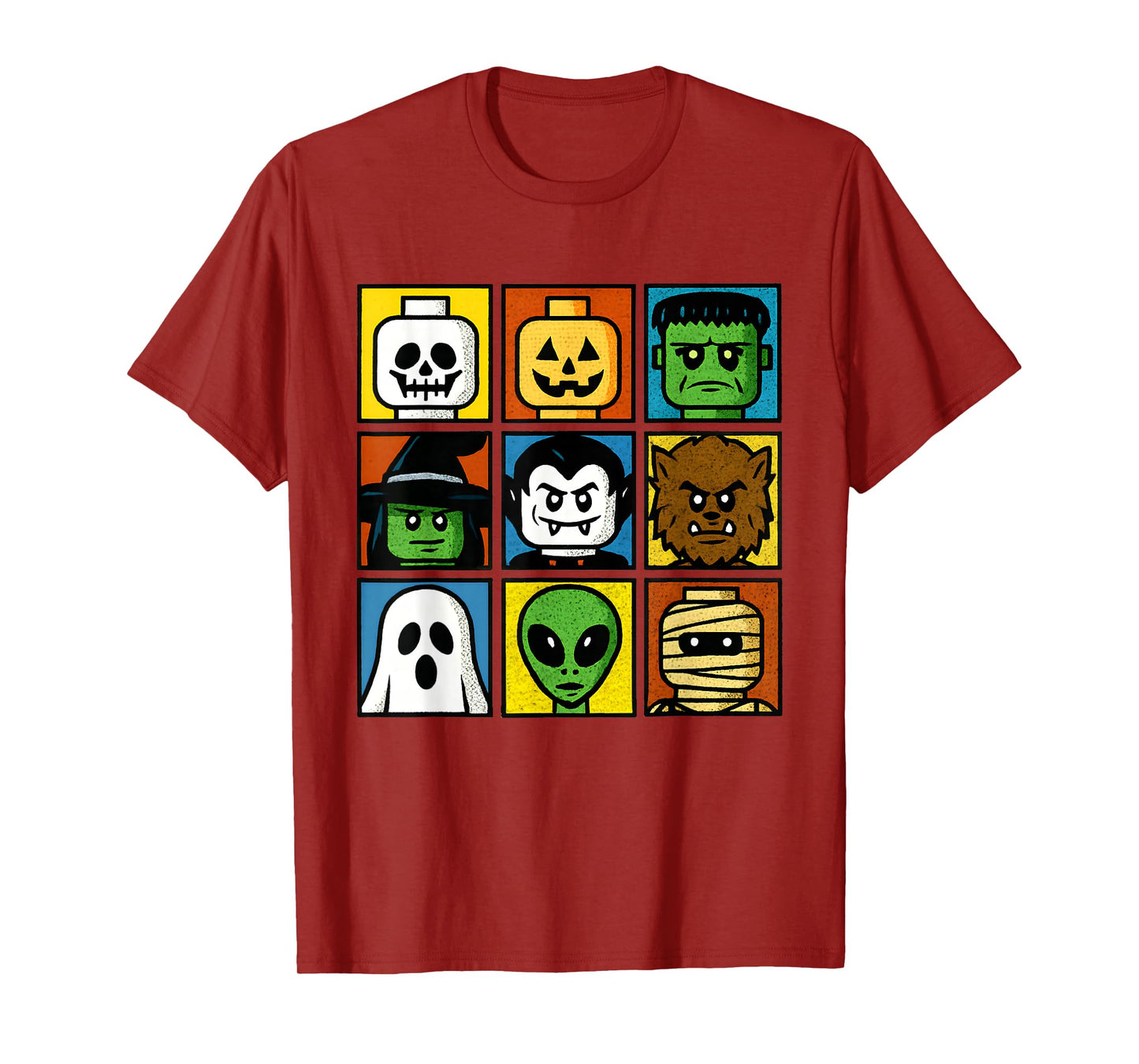 Halloween Building Brick Head Costume Funny Face Kids Boys T-Shirt