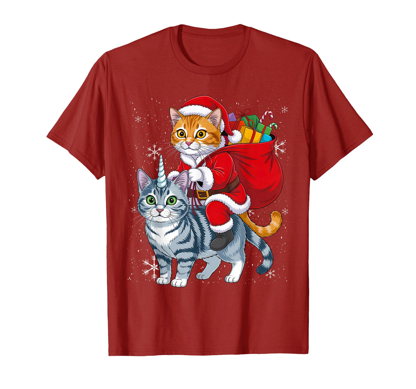 Cat Christmas Santa Caticorn Unicorn Meowy Catmas Xmas Girls T-Shirt