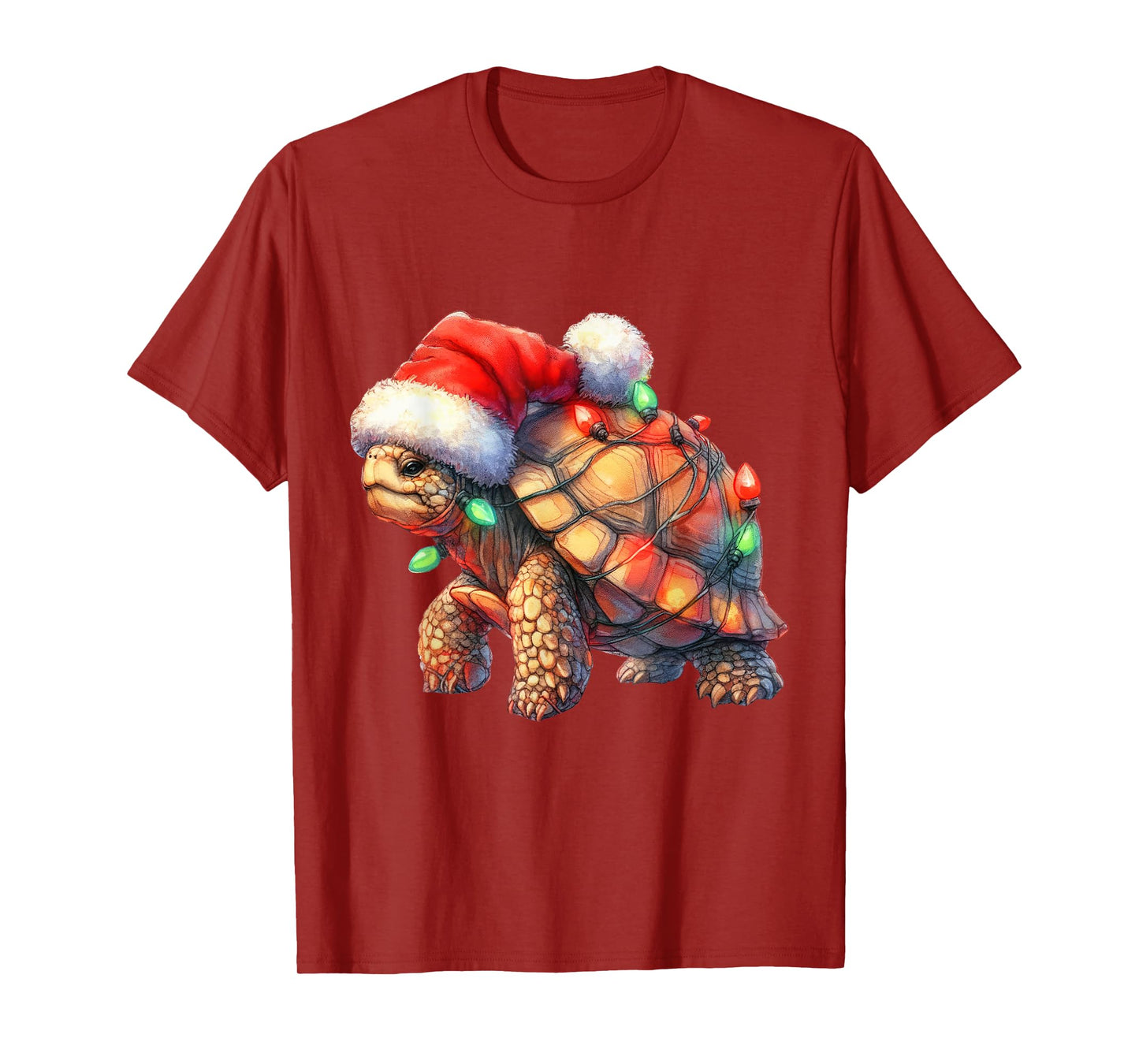 Turtle Christmas Lights Funny Santa Hat Merry Xmas T-Shirt