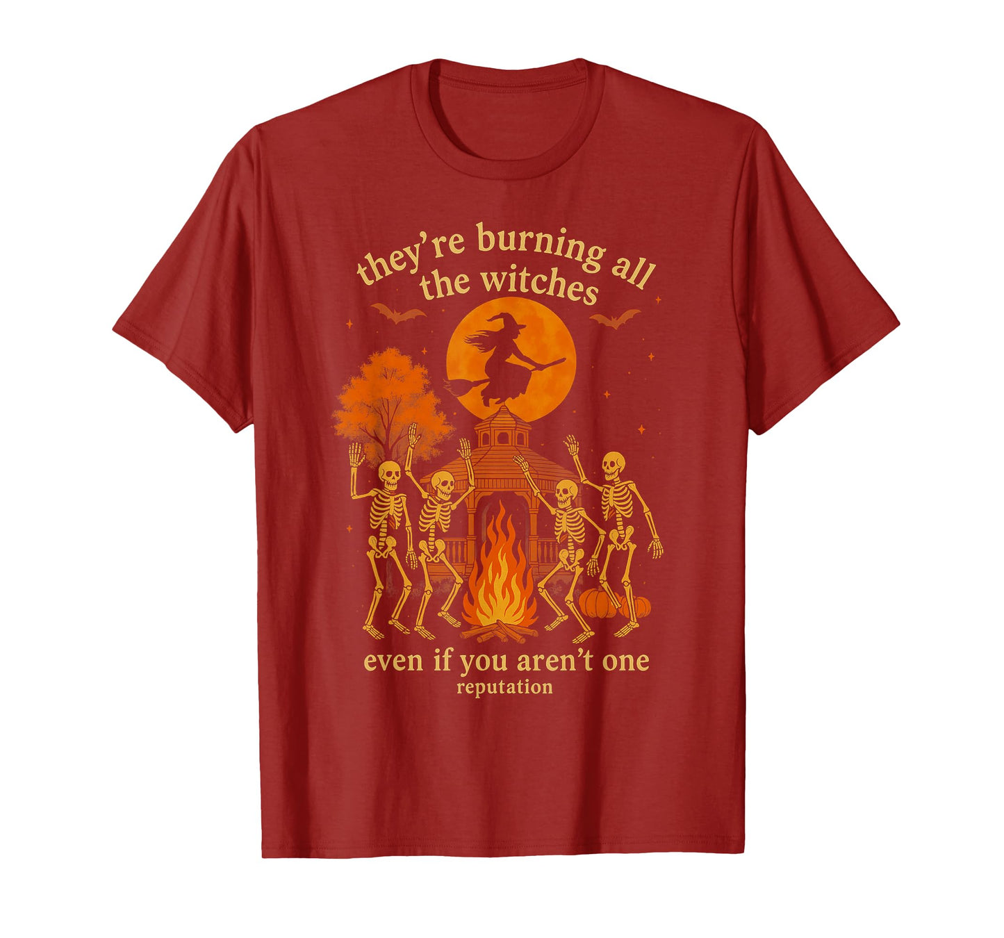 HUGvyn They're Burning All The Witches Skeleton Witch Gazebo T-Shirt