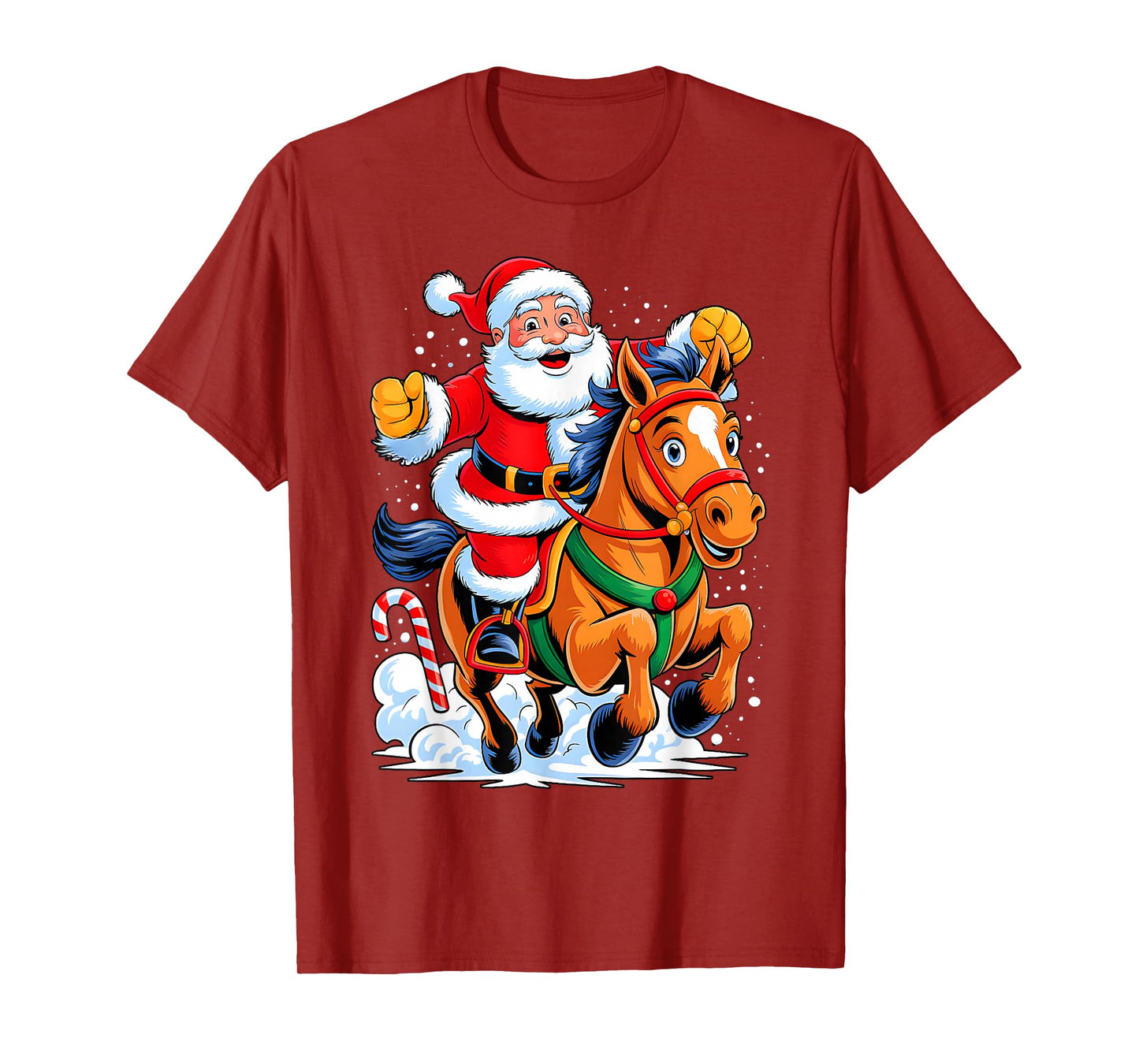 Santa Riding Horse Funny Equestrian Christmas Xmas Pajama T-Shirt
