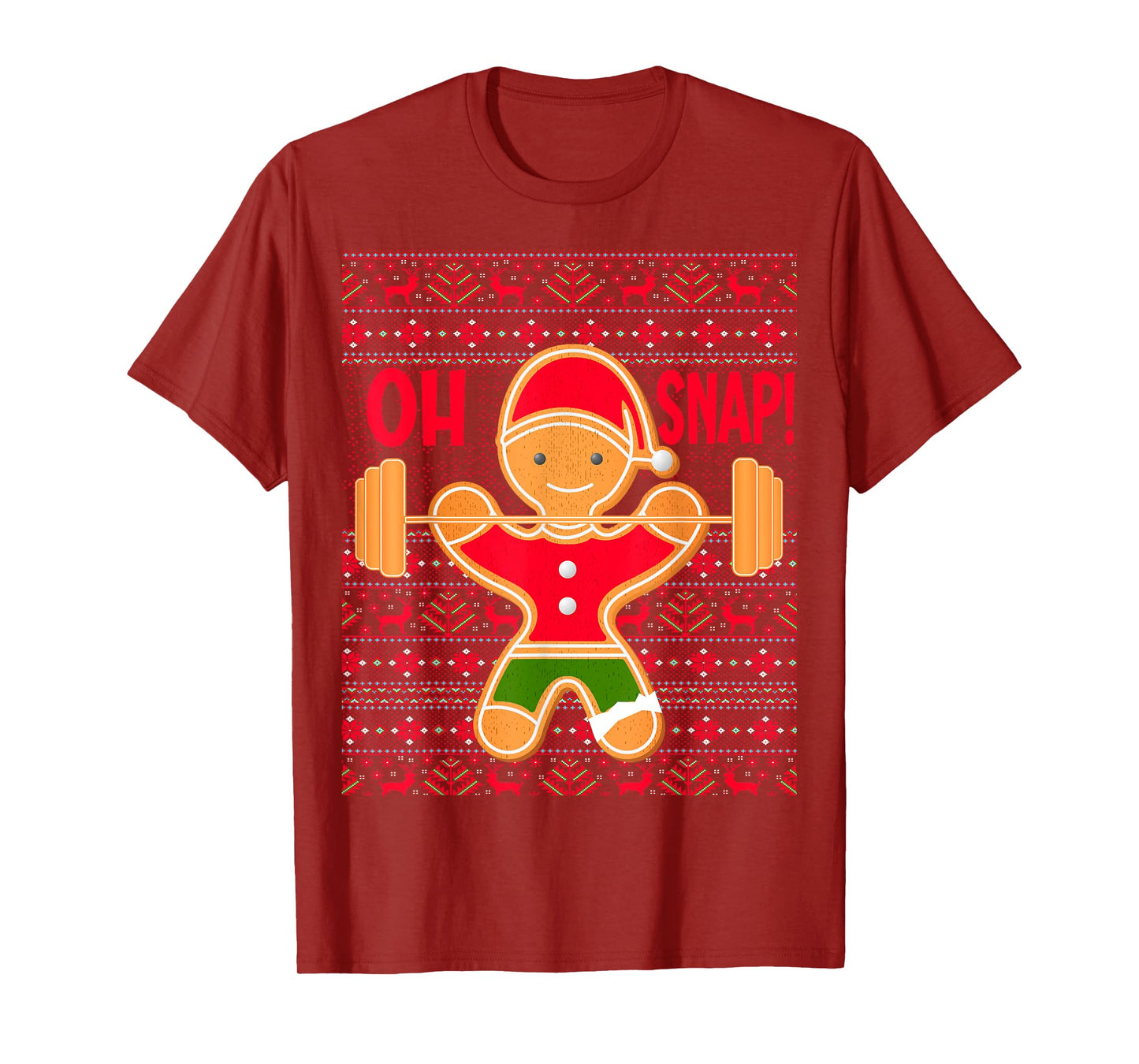 "Oh Snap" Gingerbread Man LIFTMAS Ugly Christmas Gym Funny T-Shirt