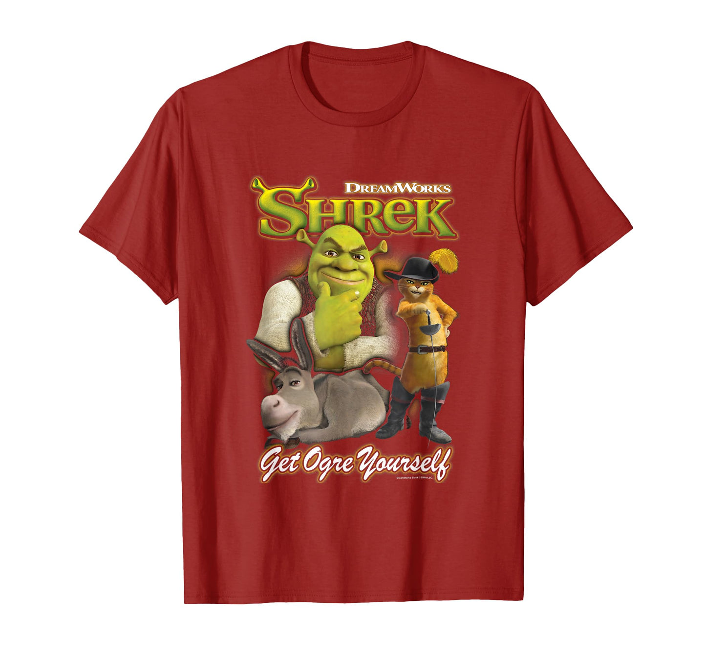 Shrek Get Ogre Yourself Donkey Shrek Puss In Boots 90's Logo T-Shirt