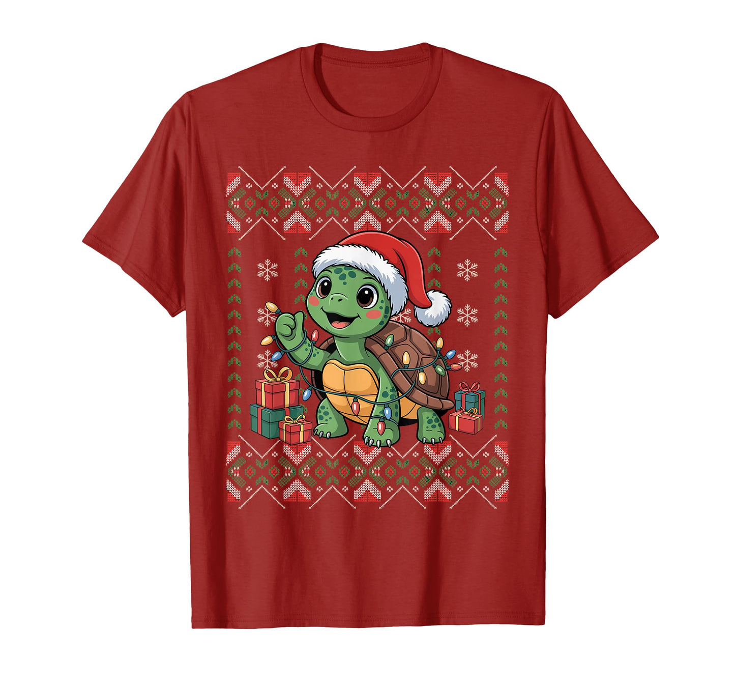 Santa Turtle Christmas Ugly Sweater Funny Holiday Pajamas T-Shirt