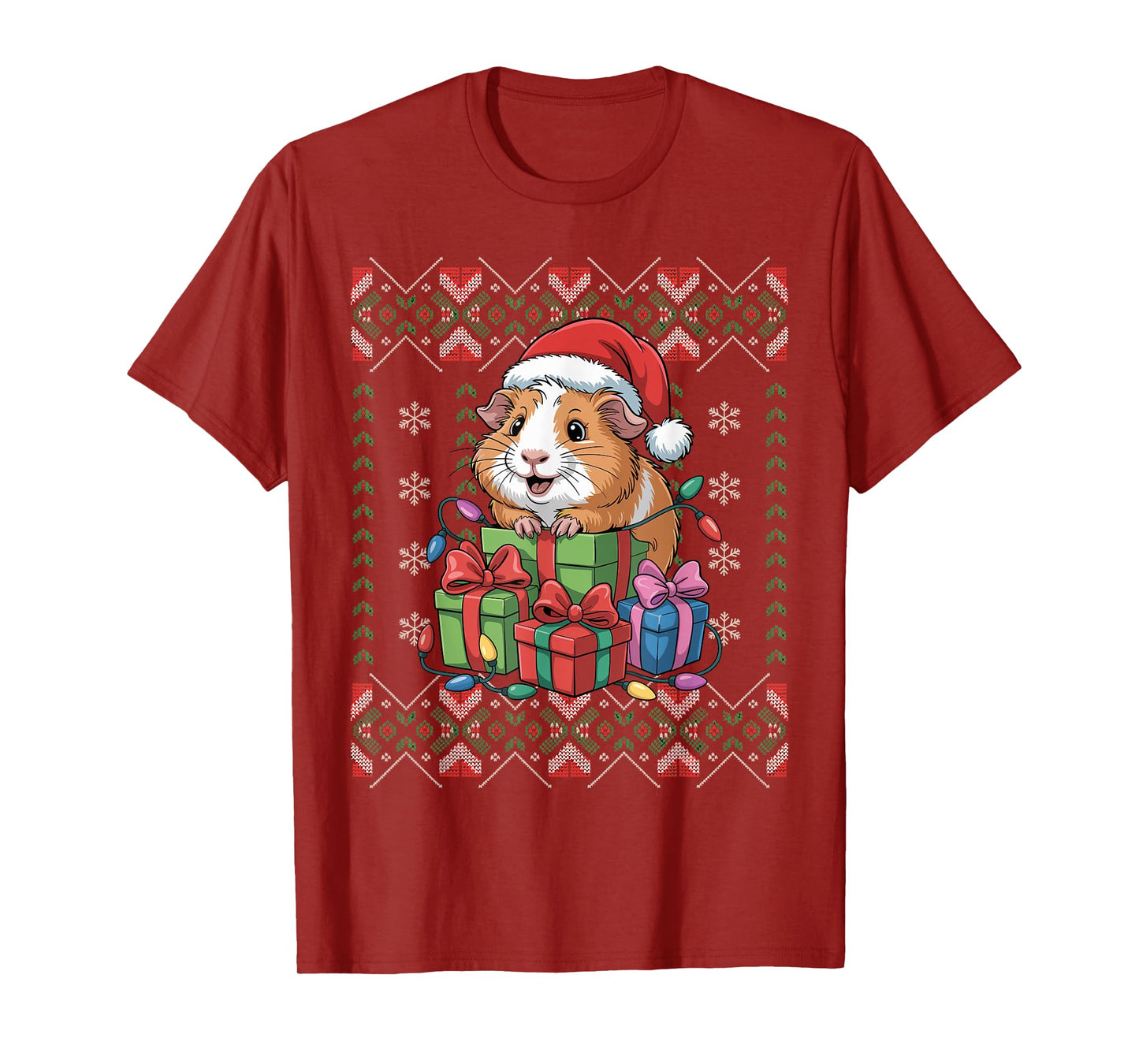 Santa Guinea Pig Christmas Ugly Sweater Funny Holiday Pajama T-Shirt