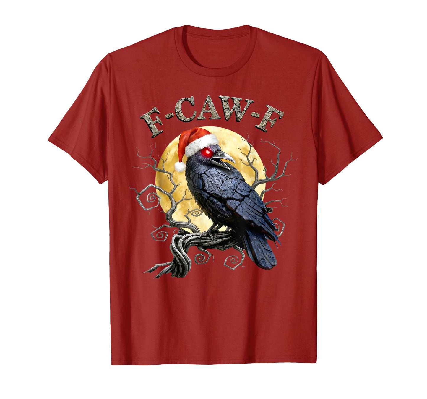 Funny Crow F-CAW-F Black Bird, Gothic Christmas Santa Hat T-Shirt