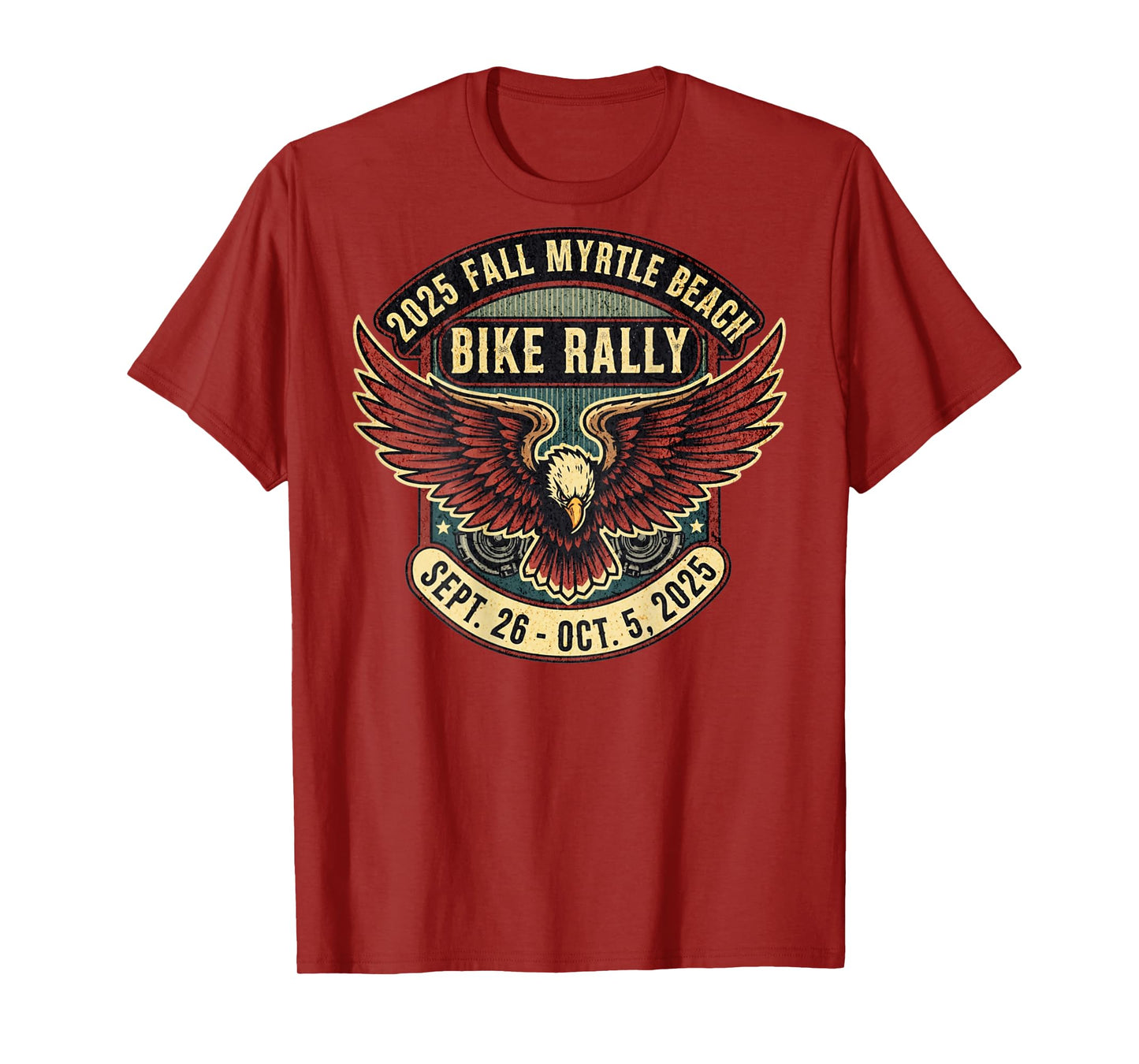2025 Fall Myrtle Beach Bike Rally with Vintage Art ON Back T-Shirt