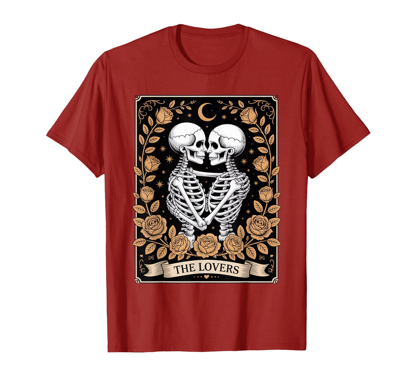 Tarot Card The Lovers Skeleton Goth Halloween Witch Vintage T-Shirt