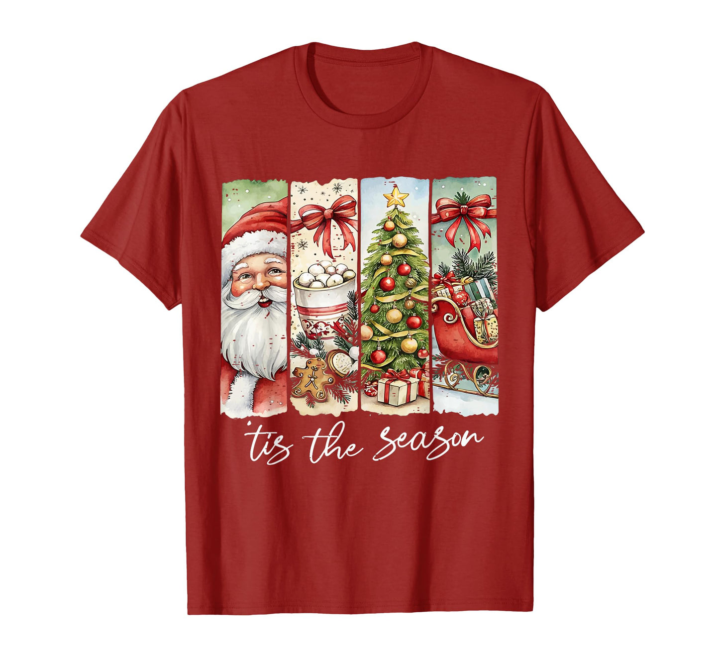 Vintage Funny Tis The Season Merry Christmas Santa Cute Xmas T-Shirt