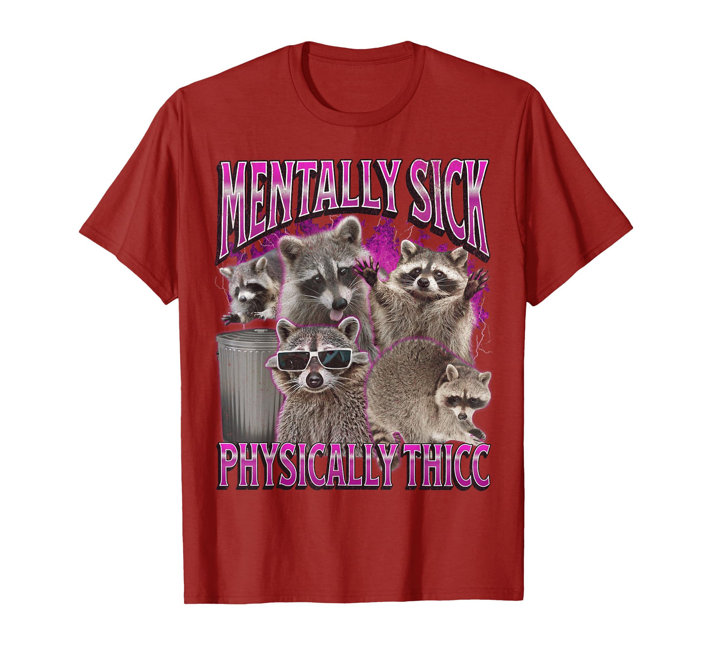Physically Thicc Funny Raccoon Meme Bootleg Graphic 90s T-Shirt