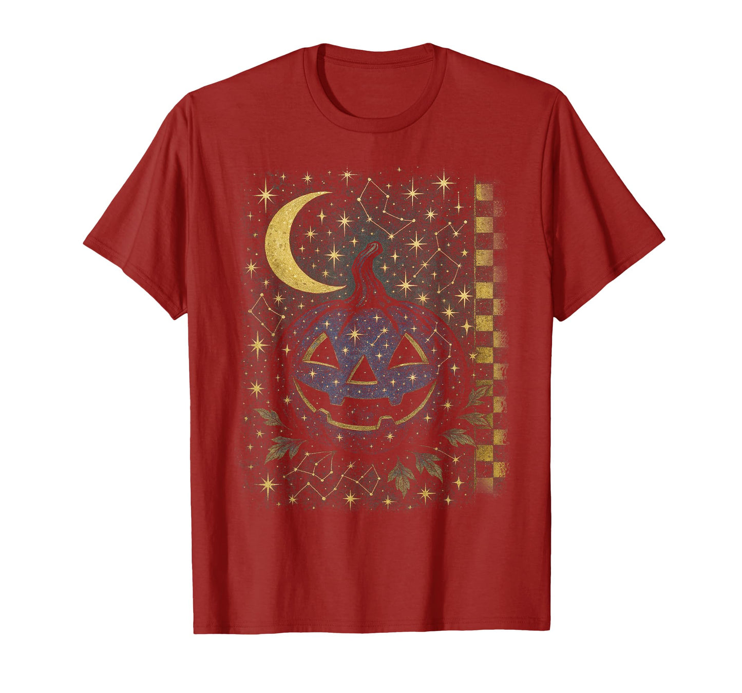 Celestial Pumpkin Halloween Moon Vintage Stars Constellation T-Shirt