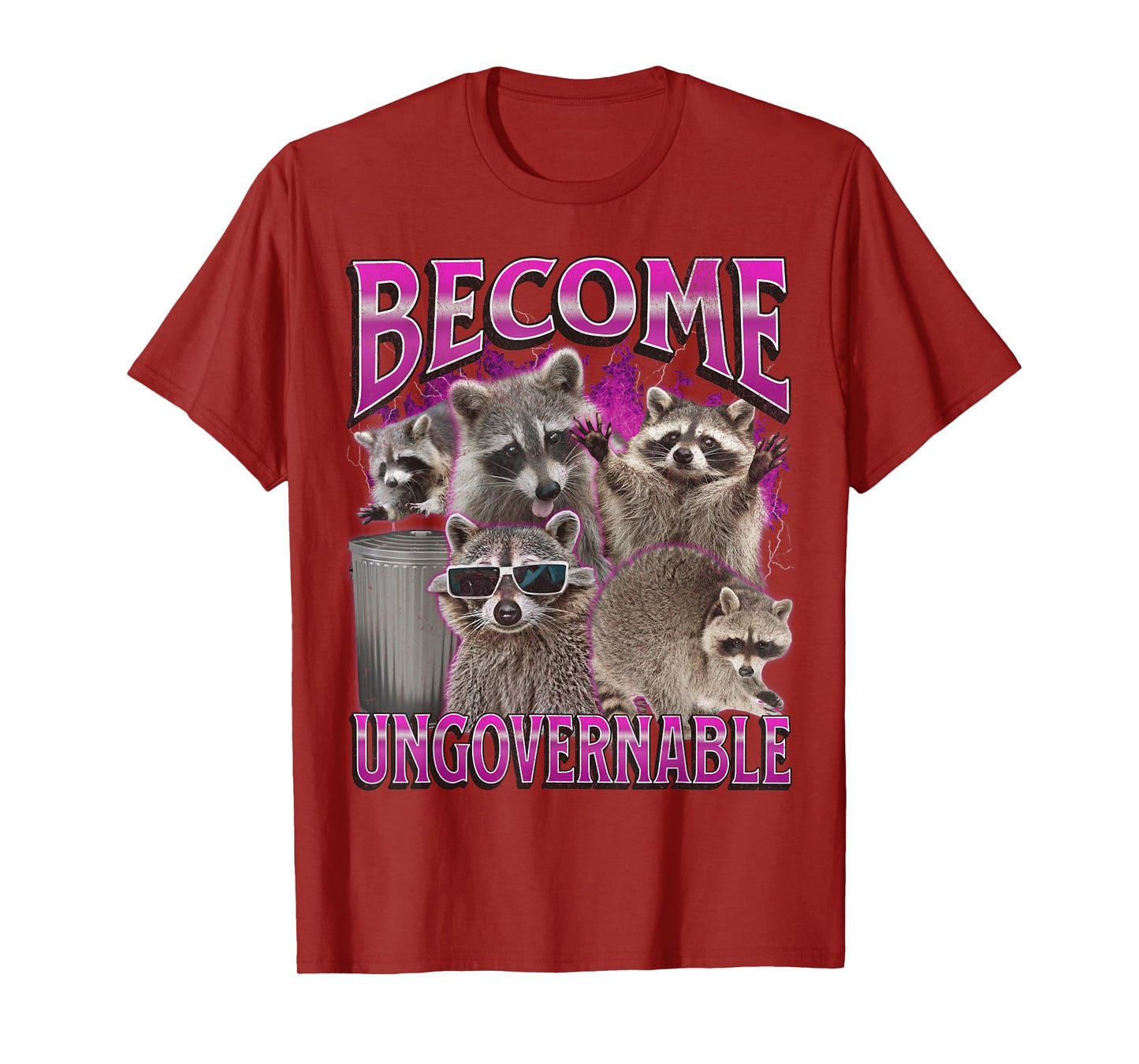 Become Ungovernable Funny Raccoon Meme Bootleg Graphic 90s T-Shirt