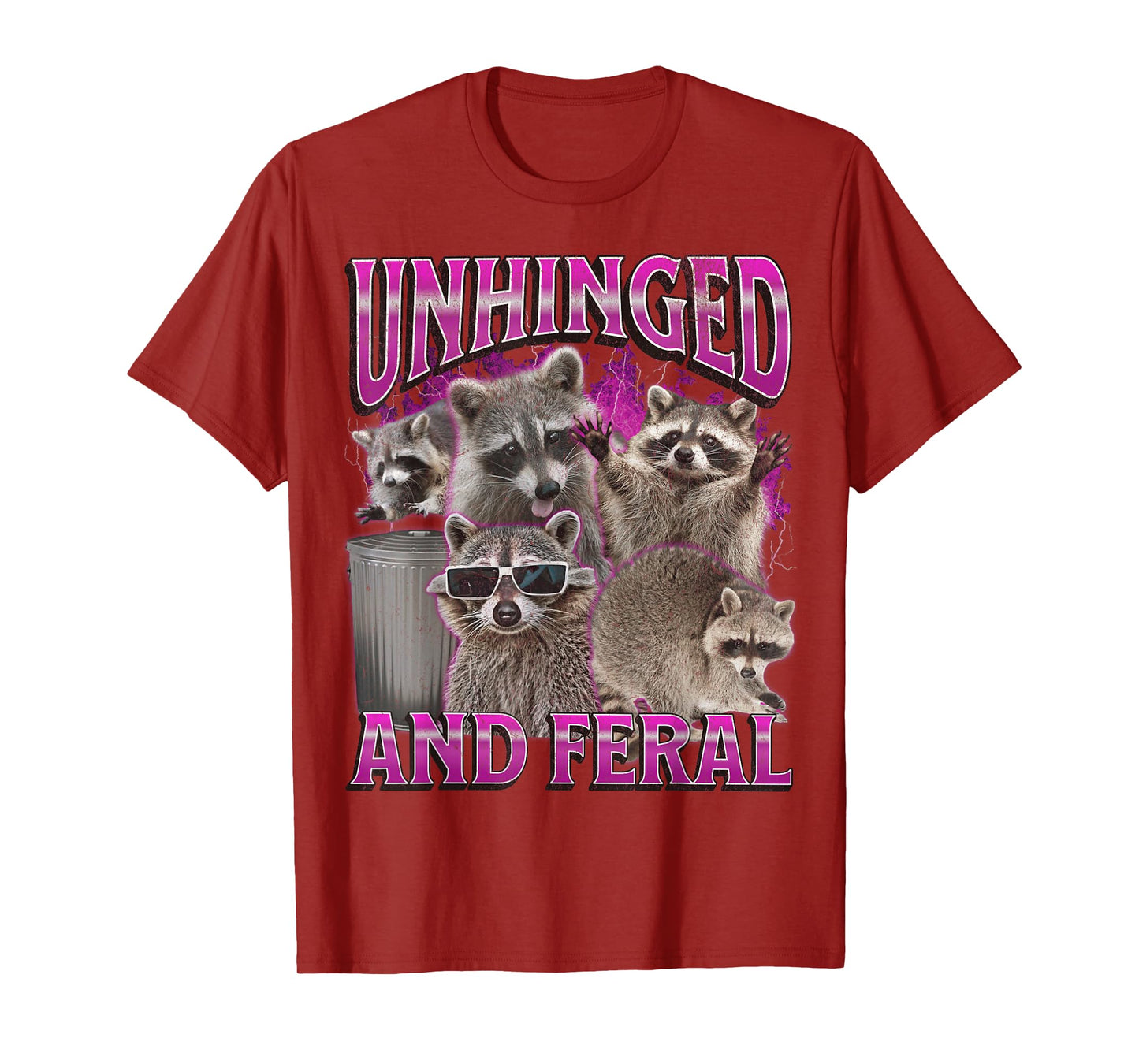Unhinged and Feral Funny Raccoon Meme Bootleg Graphic 90s T-Shirt
