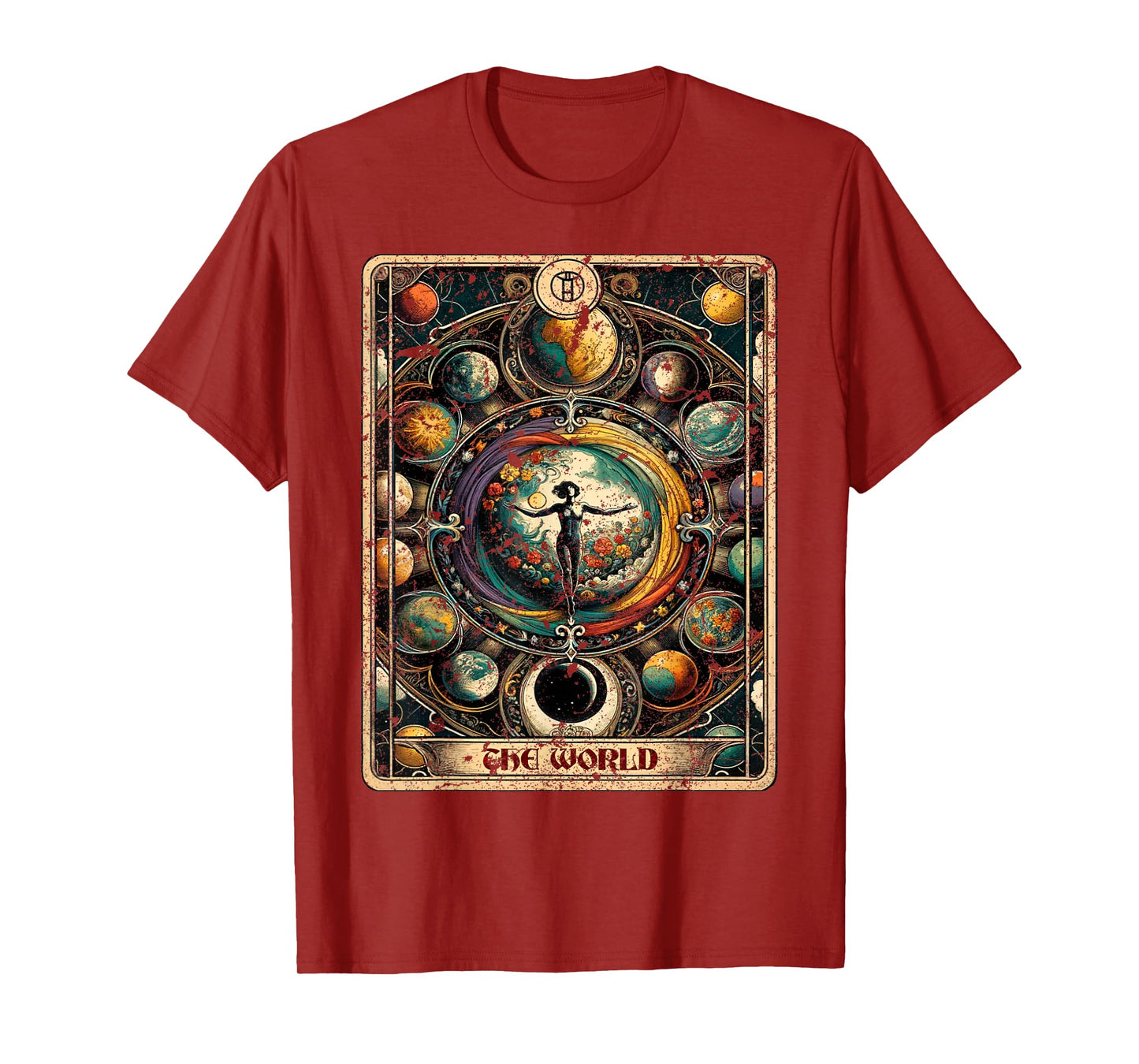 Distressed Grunge Worn Out Style The World Tarot Card T-Shirt